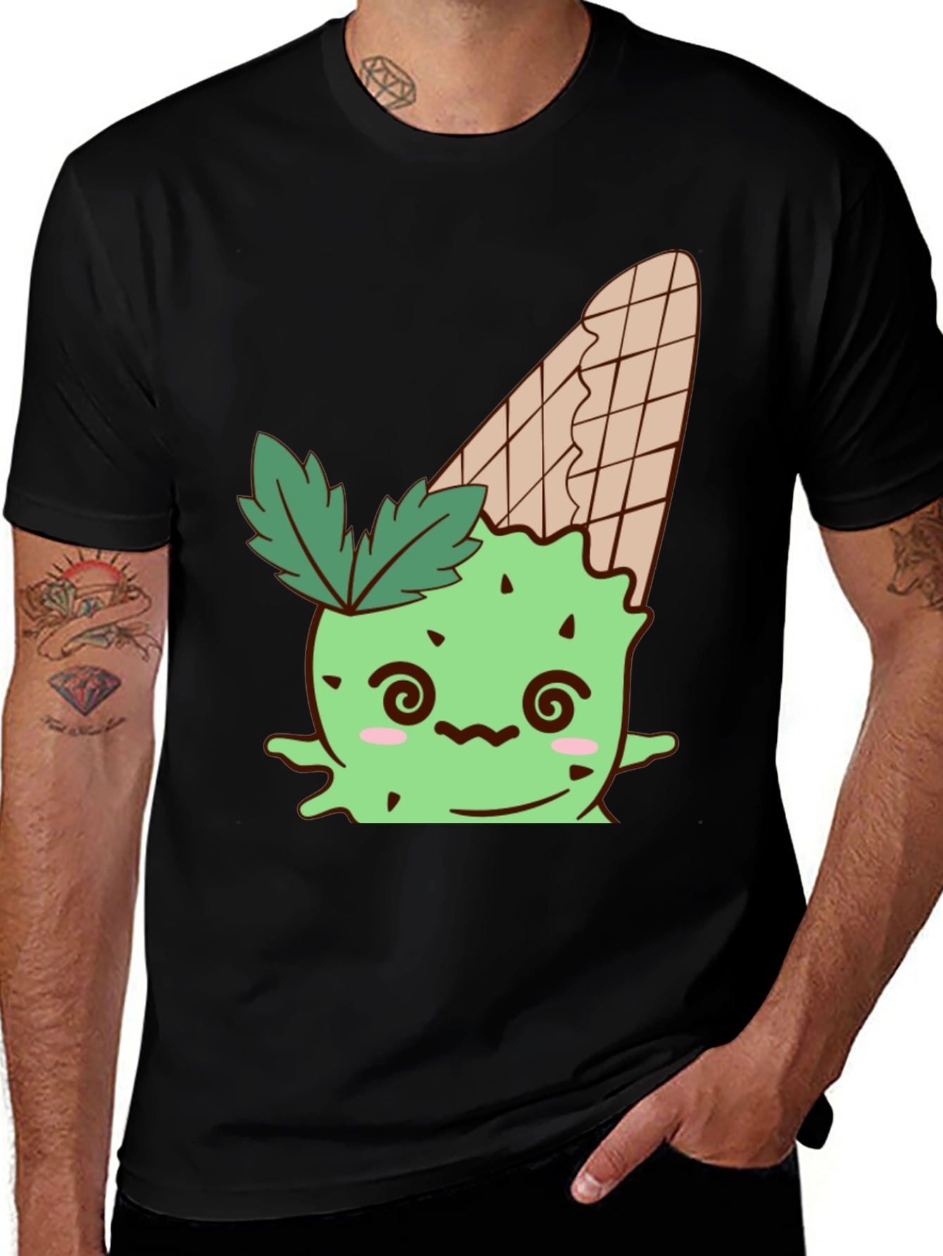Variant 2 of Ice Cream Cone Monster Graphic Tee - Black