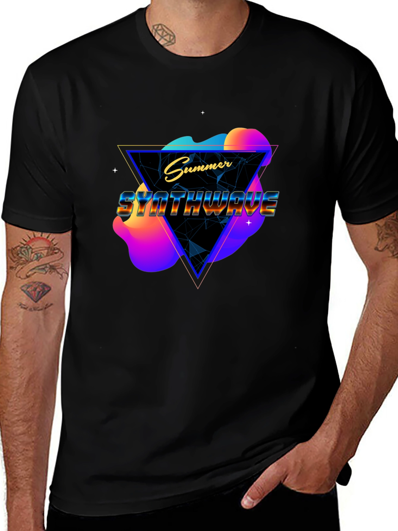 Summer Synthwave Black T-Shirt