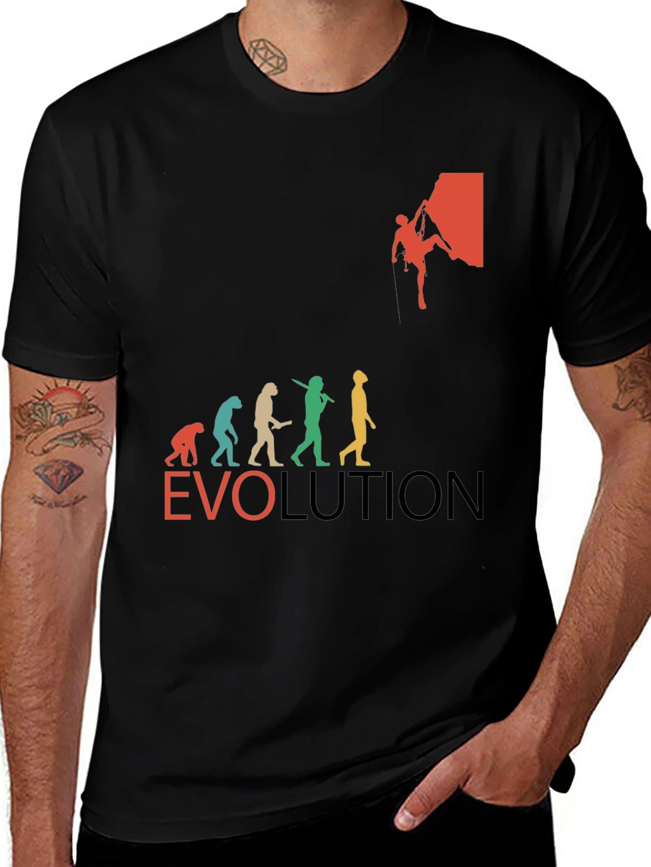 Variant 20 of Evolution of Climbing T-Shirt - Black Crew Neck
