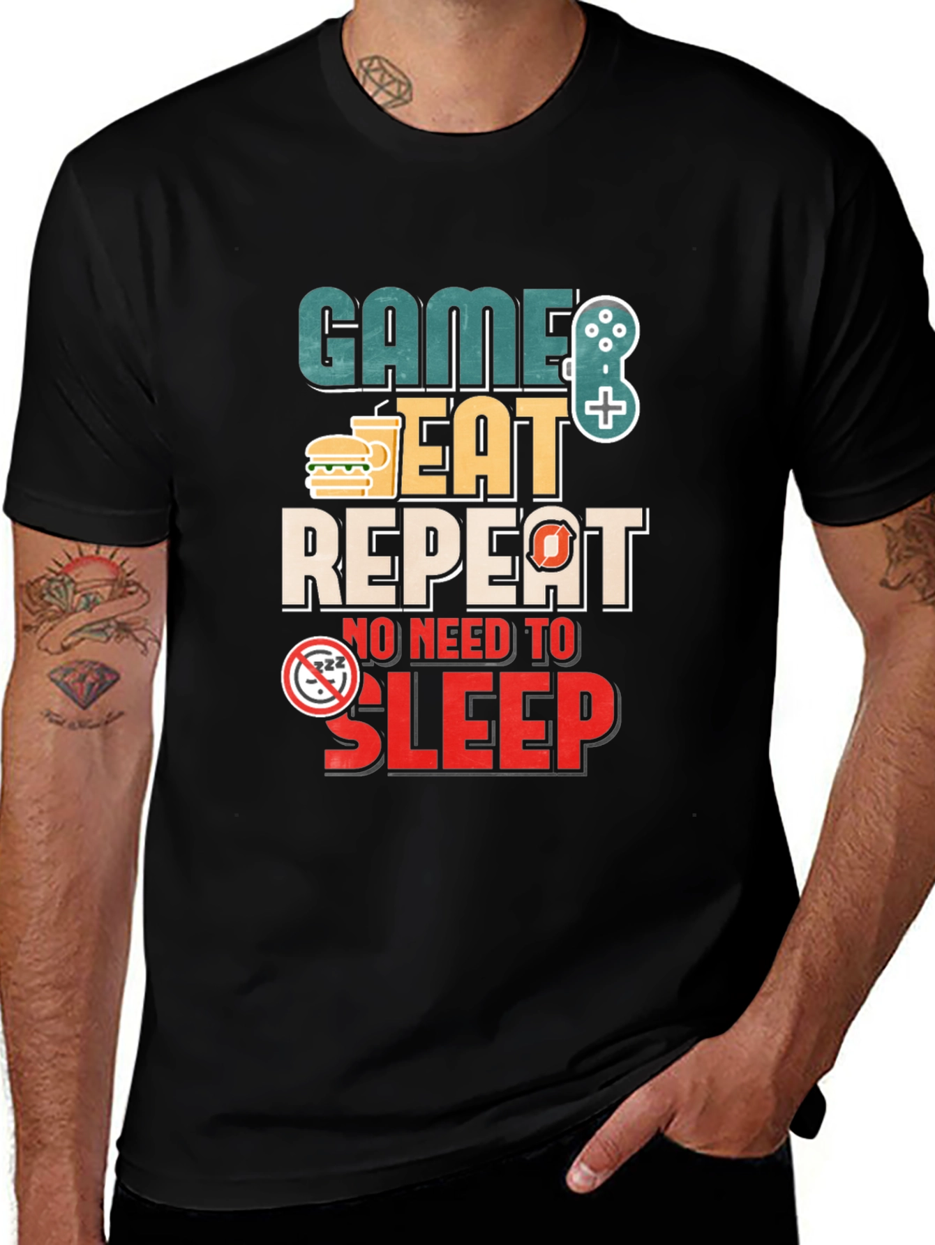 Variant 30 of Game Eat Repeat T-Shirt - Gamer No Sleep Tee