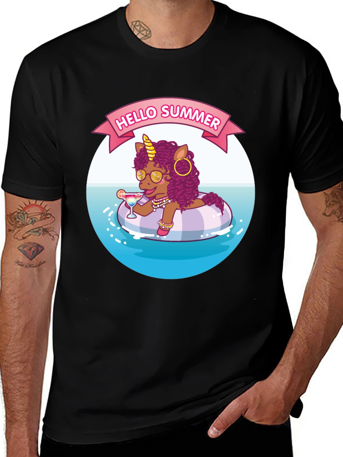Variant 24 of Summer Unicorn Black T-Shirt
