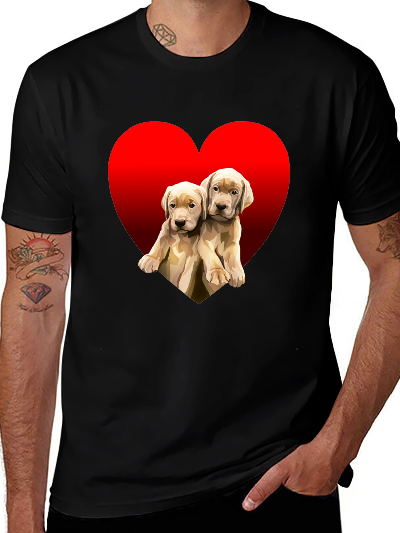 Black Puppy Love Heart Tee - Adorable Dog T-Shirt main image