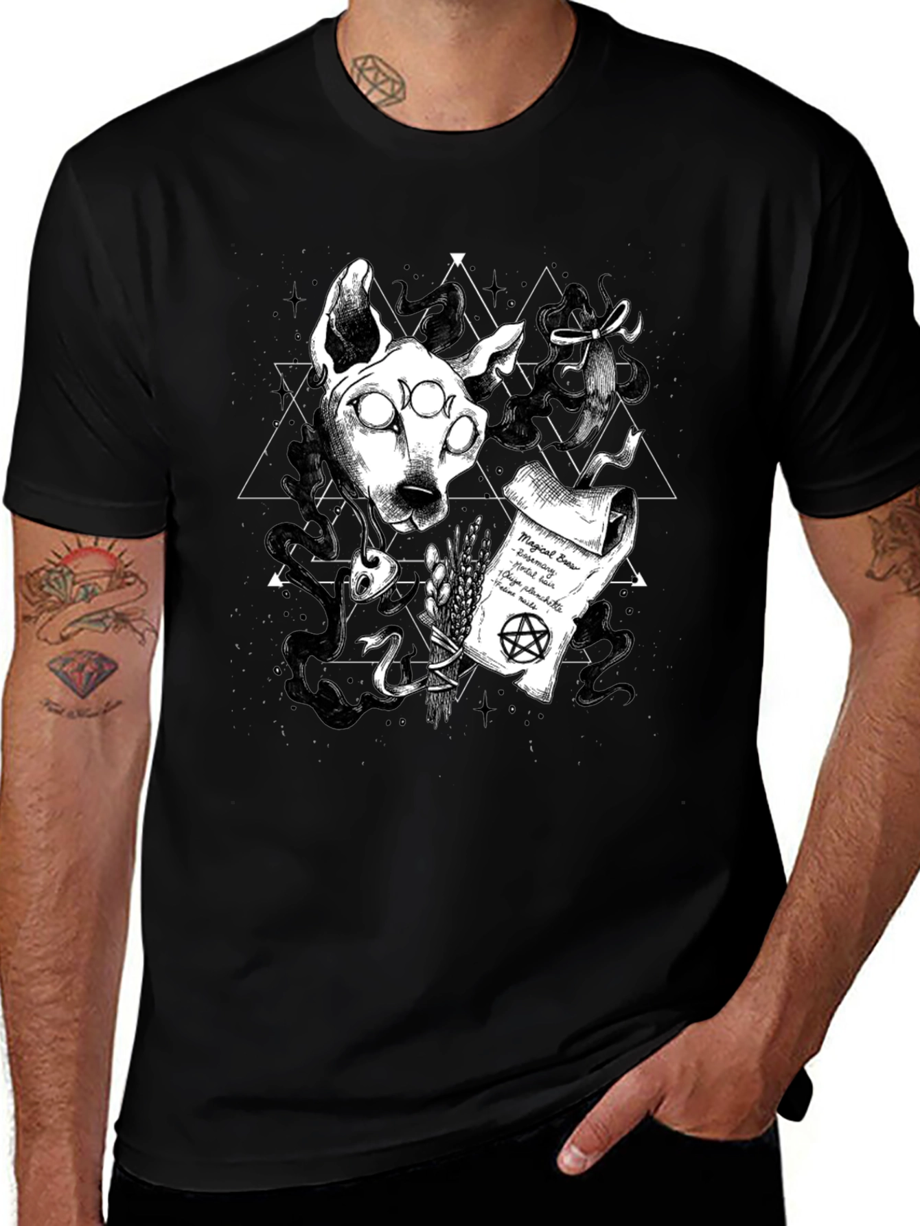 Mystical Occult Dog Graphic T-Shirt
