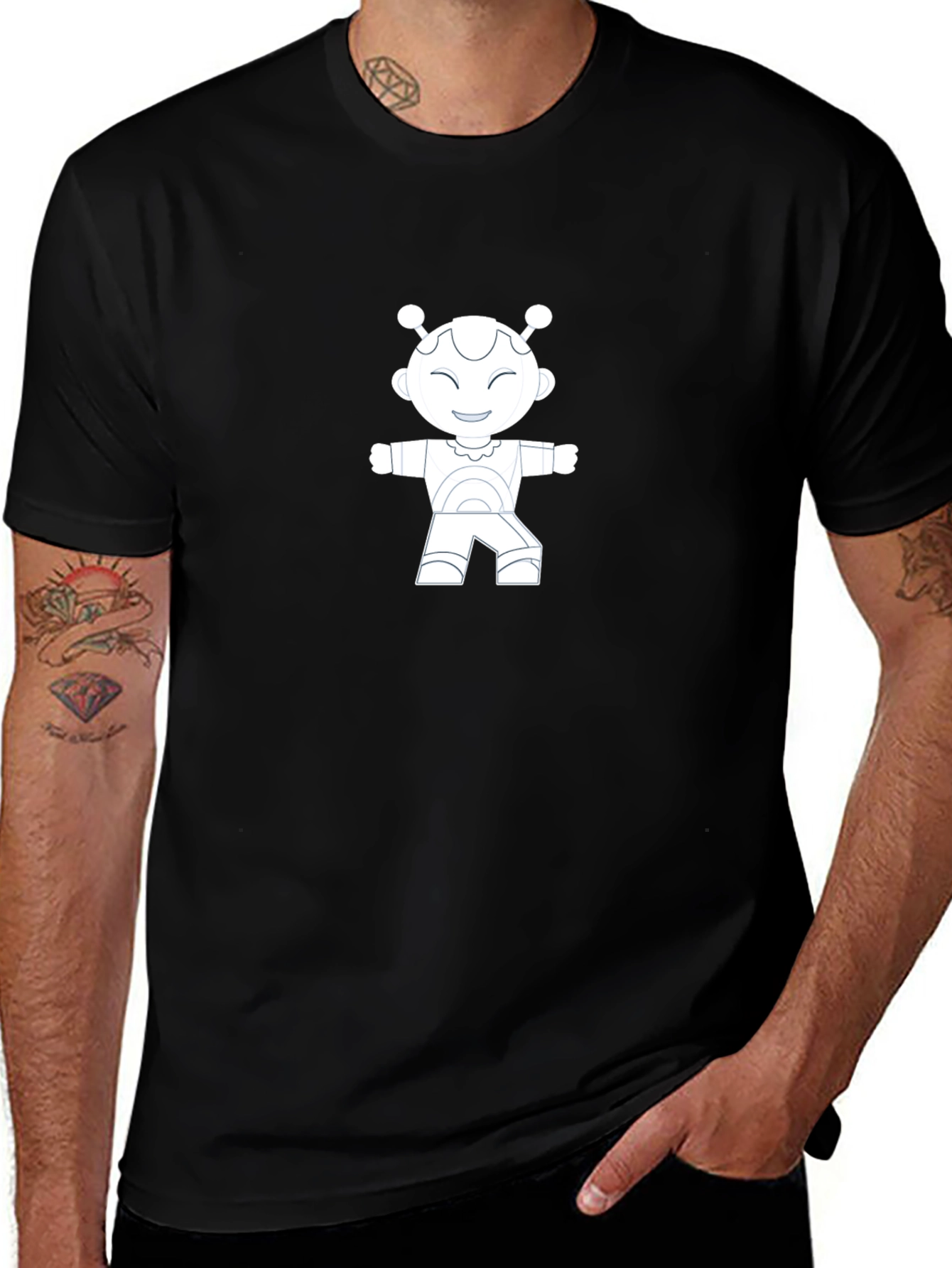 Variant 28 of Robot Graphic Black T-Shirt