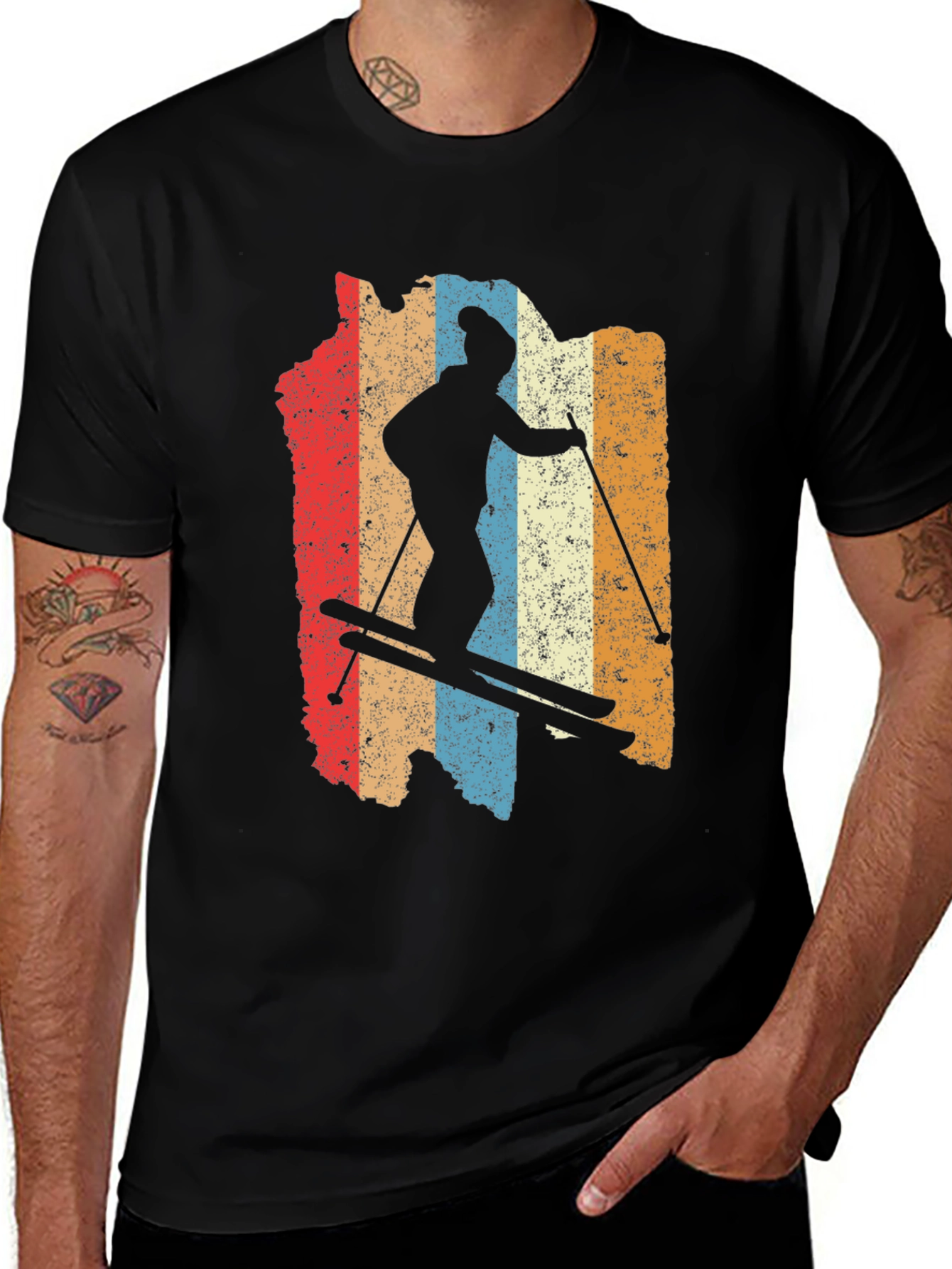 Variant 24 of Retro Ski Silhouette Graphic Tee - Black