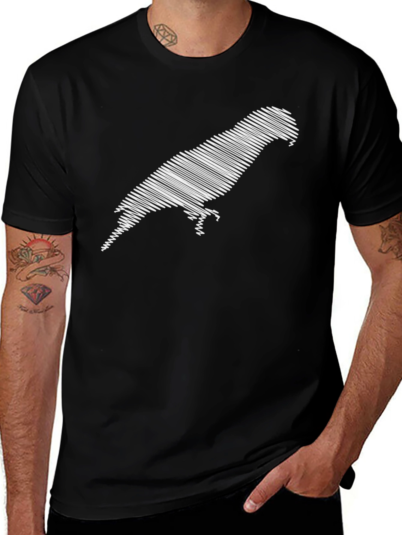Variant 2 of Parrot Silhouette Graphic Tee - Black