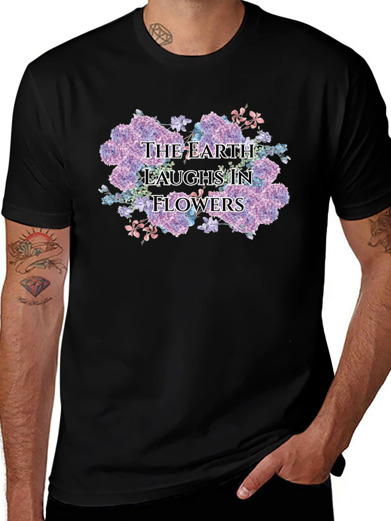Variant 28 of The Earth Laughs in Flowers Black T-Shirt