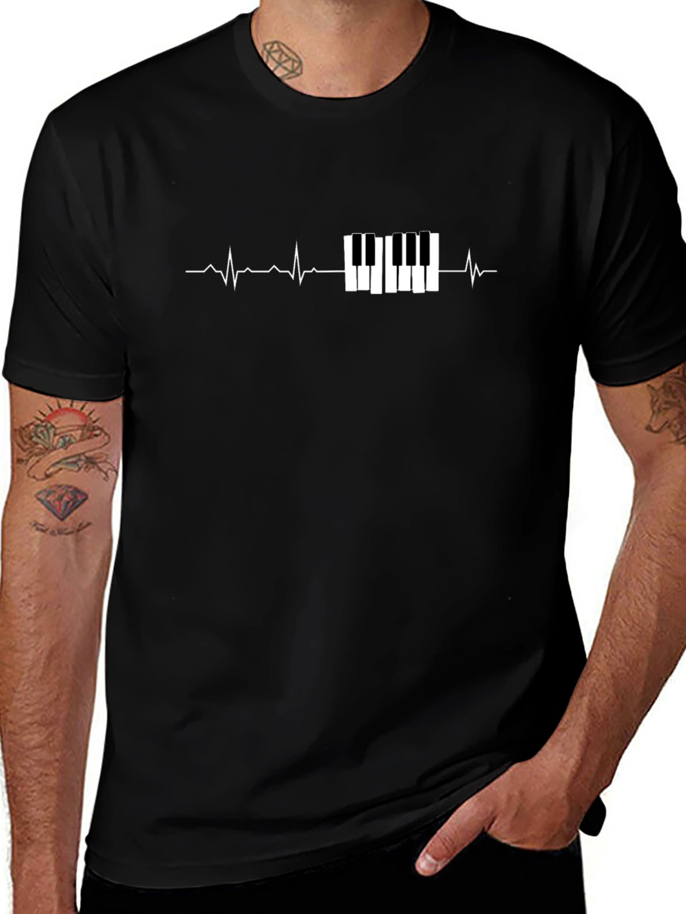 Piano Heartbeat T-Shirt - Music Lover Tee