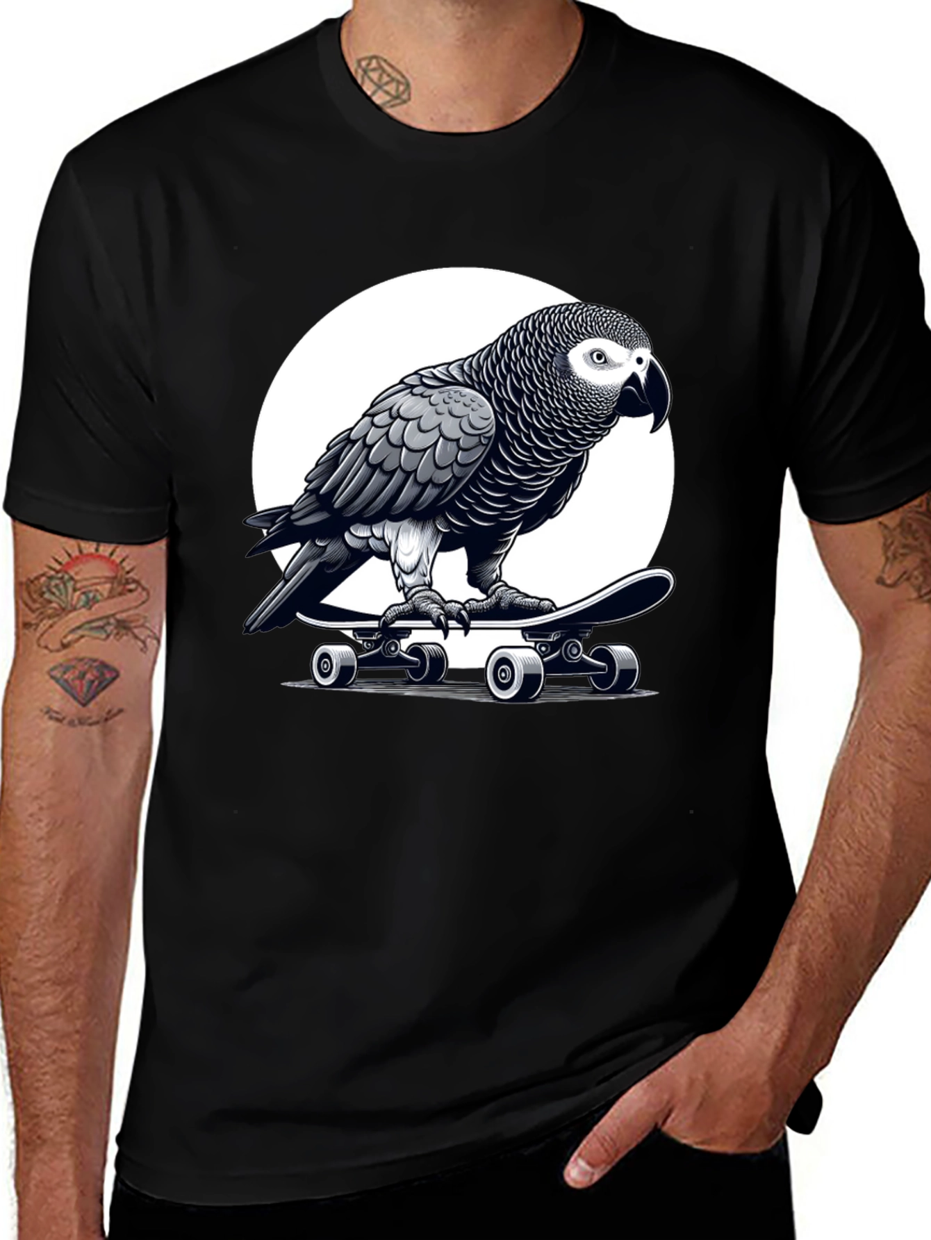Variant 22 of Parrot Skateboard T-Shirt
