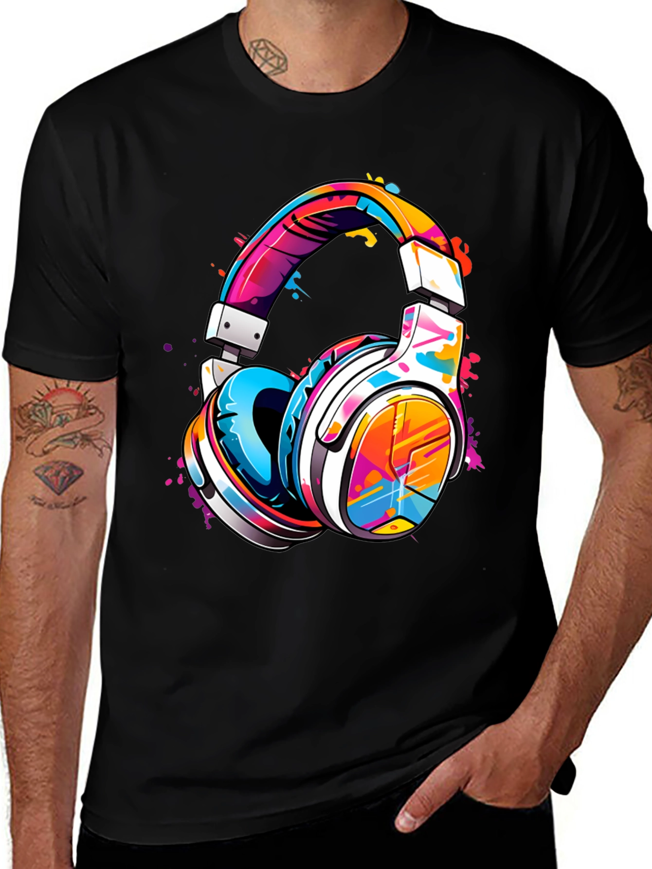 Variant 15 of Colorful Headphones Graphic T-Shirt - Music Lover Tee