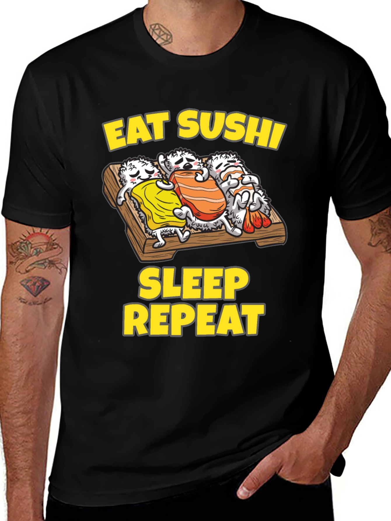 Variant 22 of Eat Sushi Sleep Repeat Graphic Tee