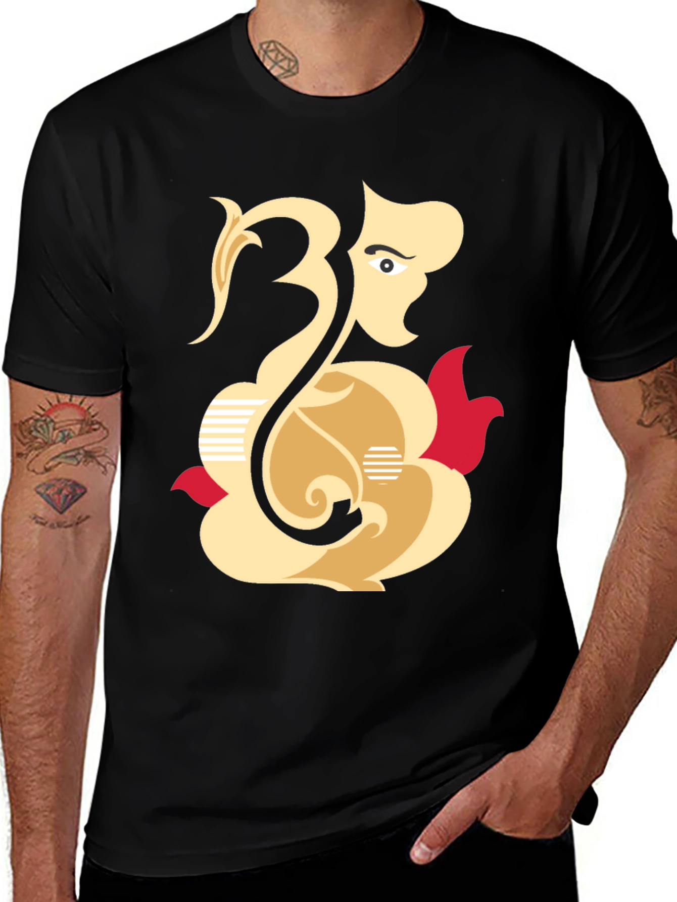Ganesha Graphic Tee - Black Cotton Blend