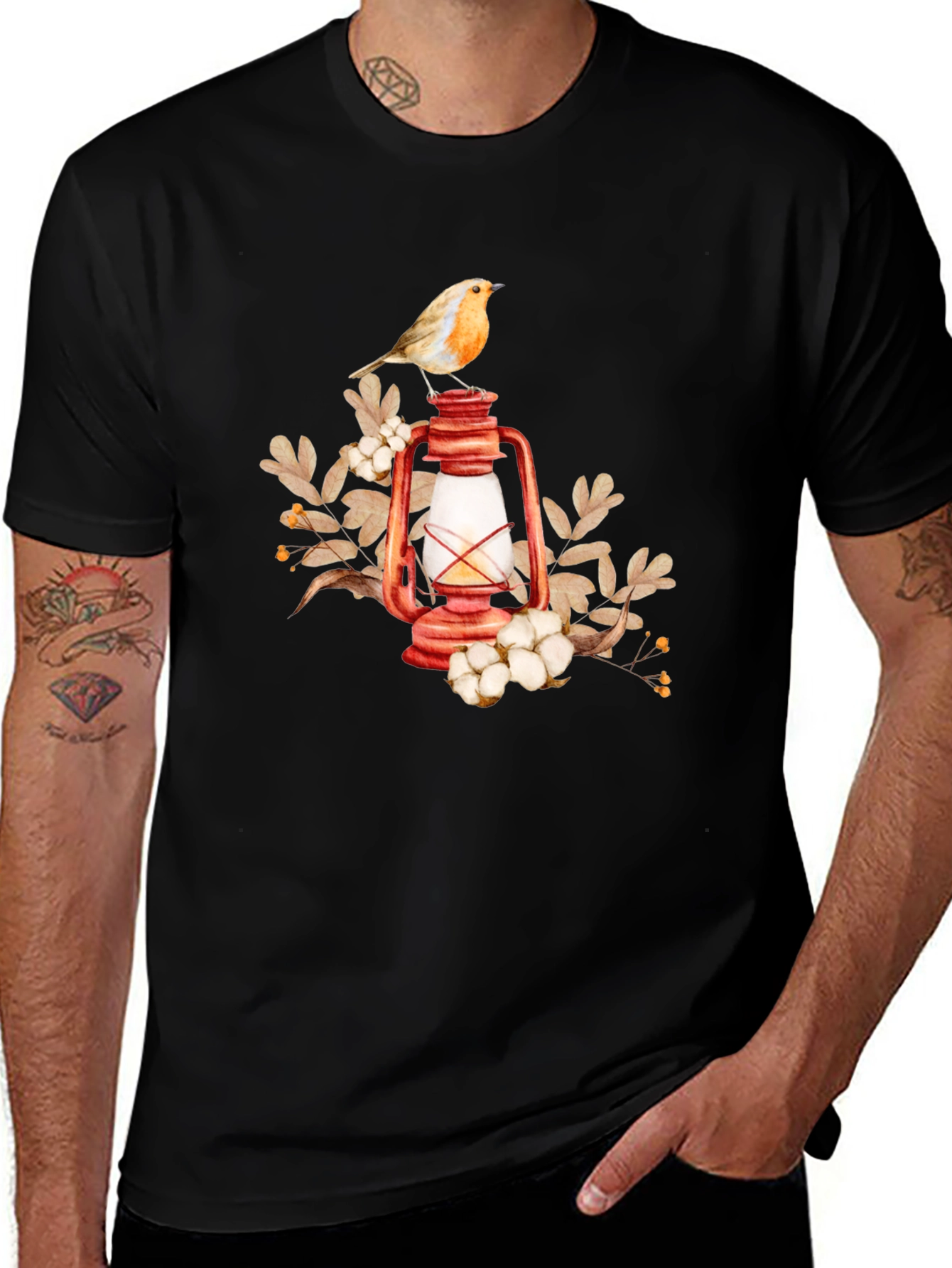 Variant 19 of Bird on Lantern Graphic Tee - Black