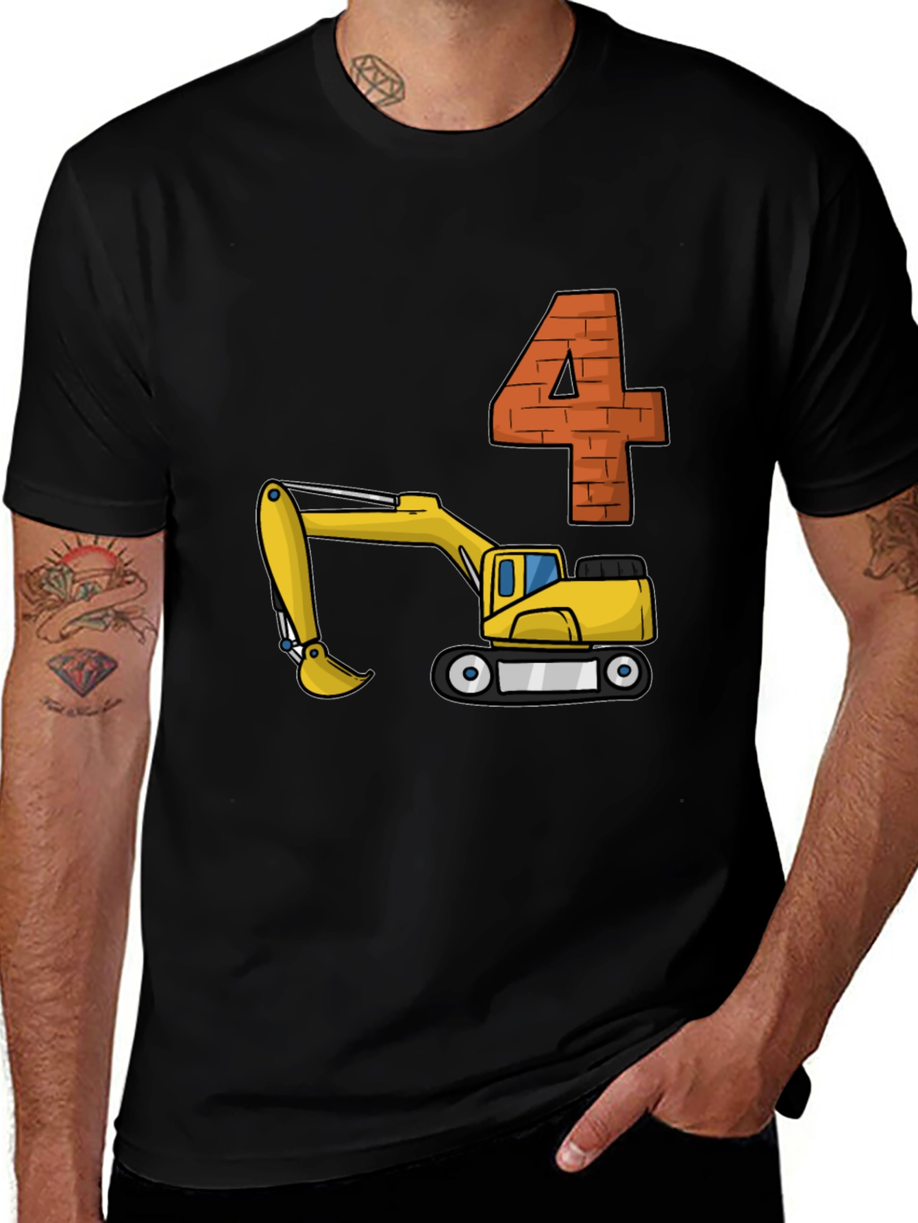 Variant 13 of Construction Theme 4th Birthday T-Shirt