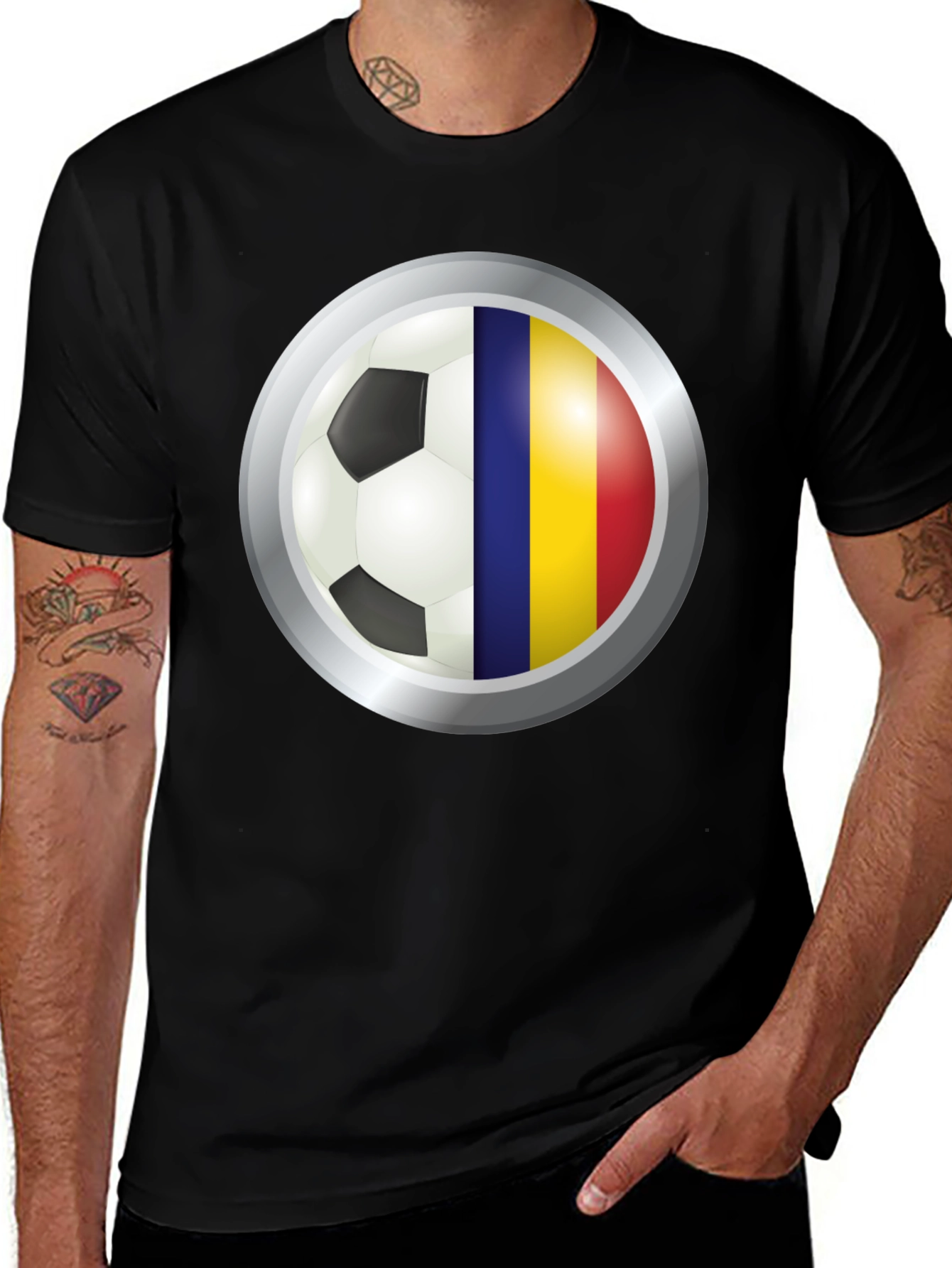 Variant 3 of Romania Soccer Flag T-Shirt