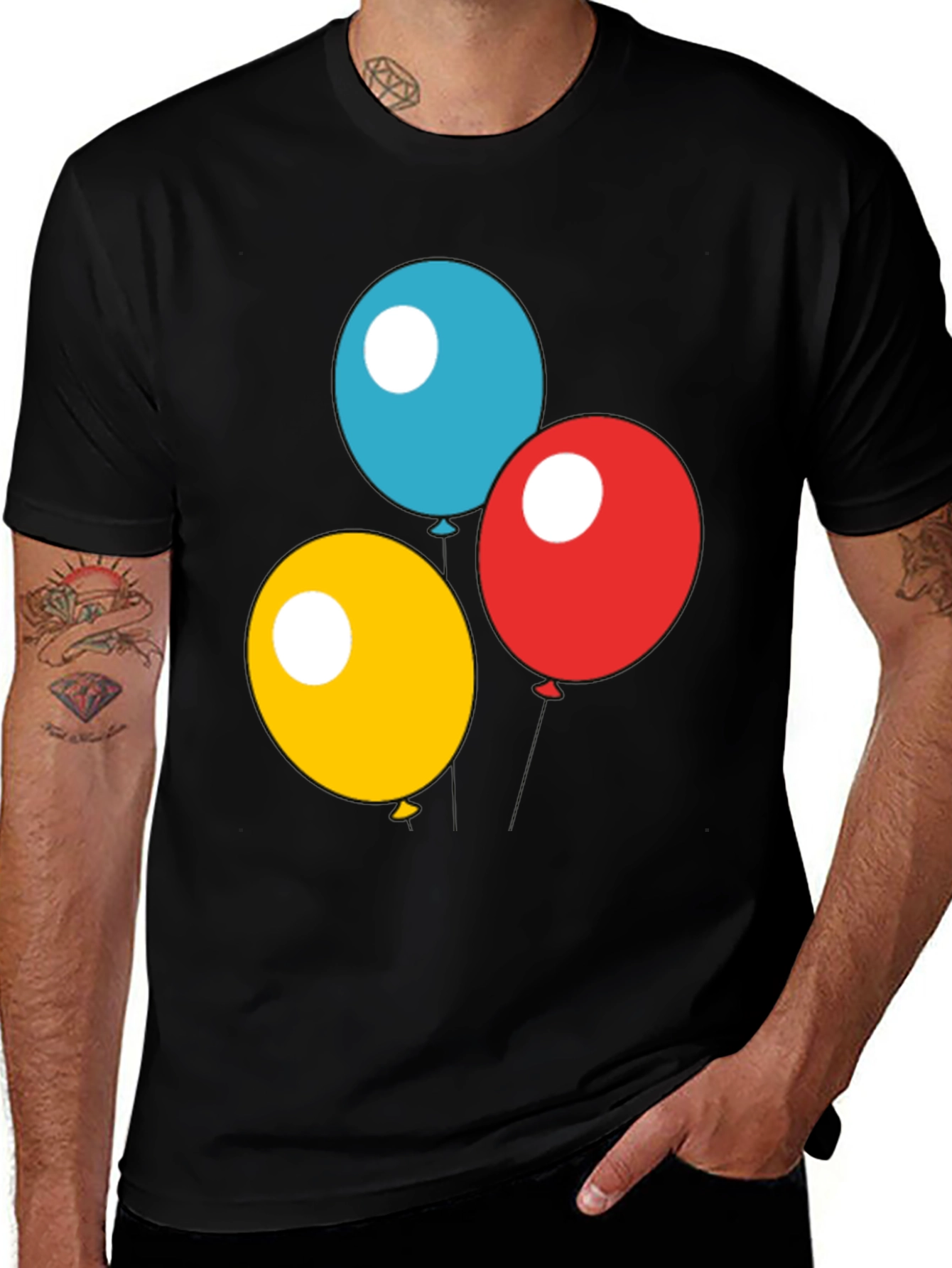 Variant 18 of Balloon Trio Black T-Shirt - Fun Graphic Tee
