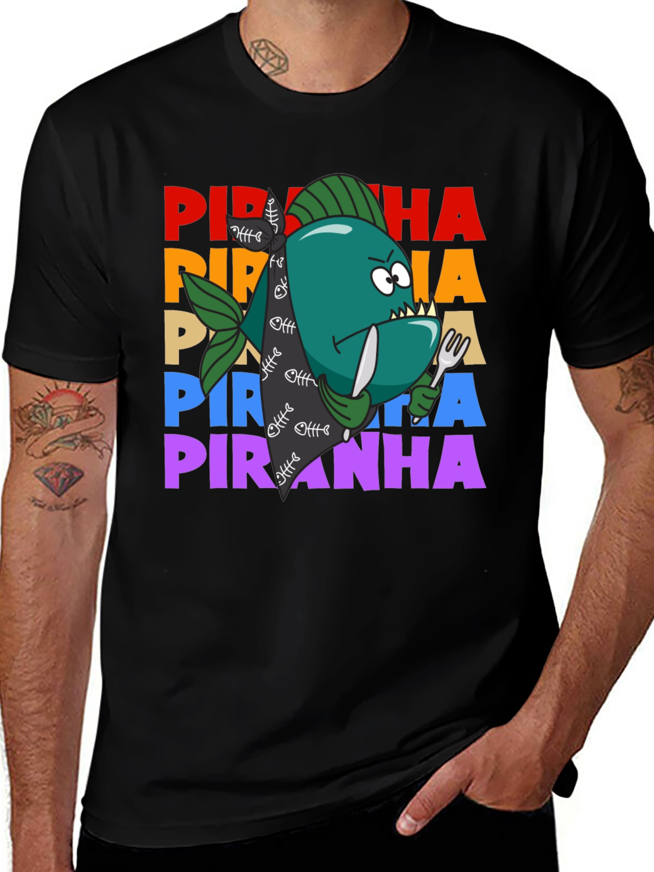 Variant 18 of Piranha Graphic T-Shirt - Funny Fish Design