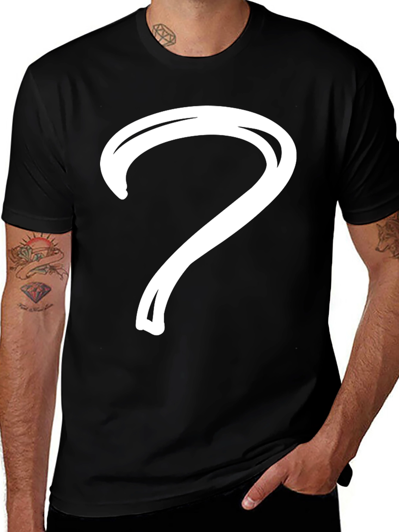 Variant 25 of Question Mark Graphic Tee - Black Cotton T-Shirt