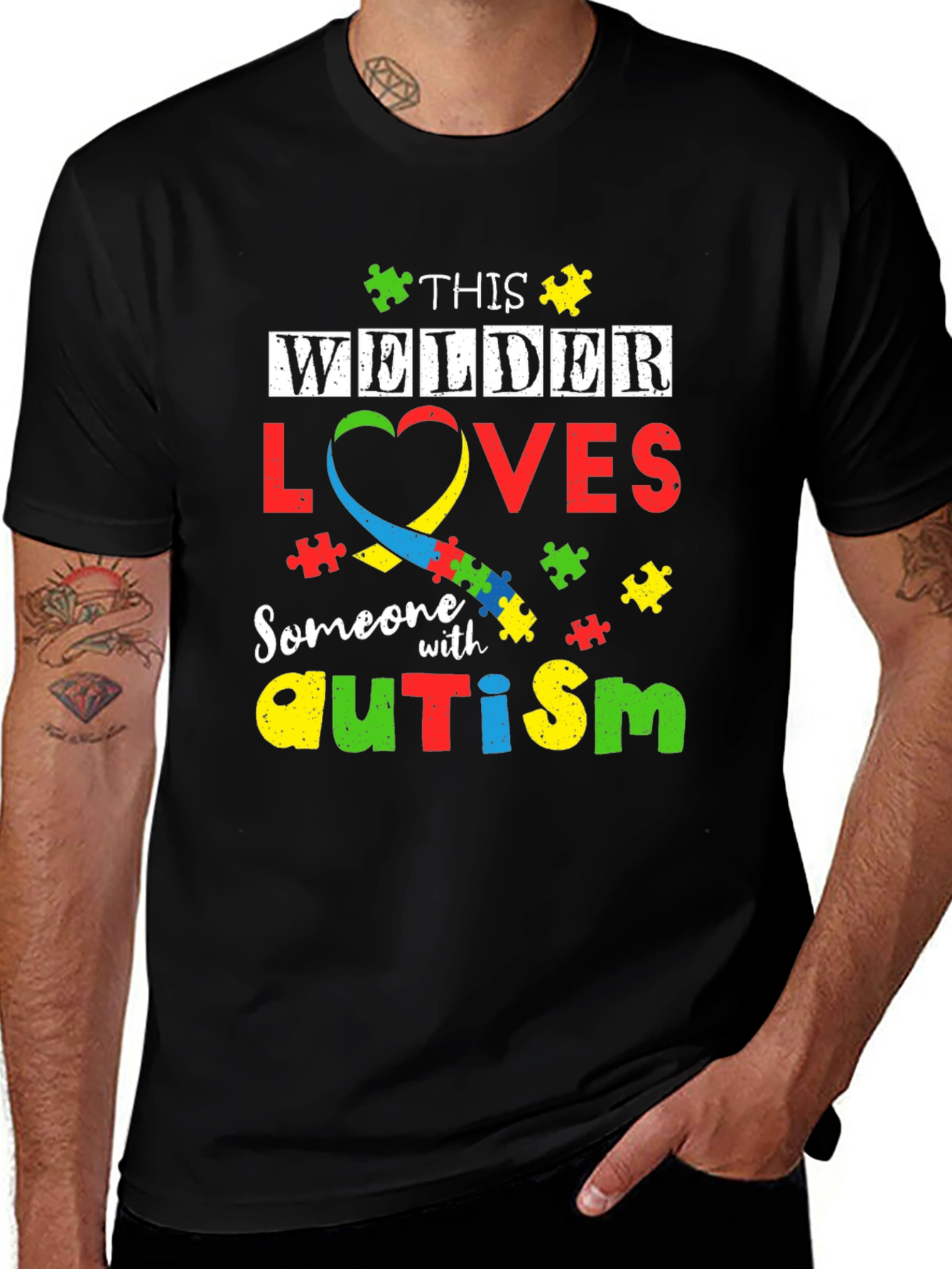 Welder Loves Someone With Autism Awareness T-Shirt