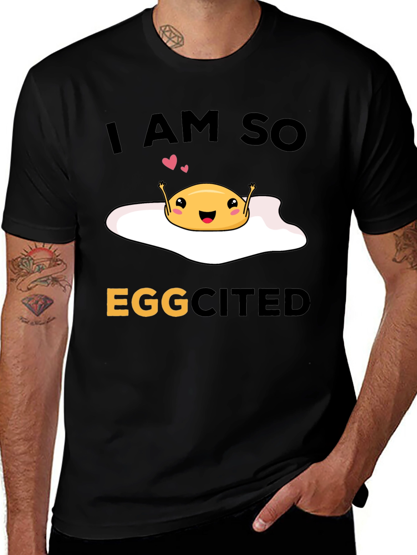 Variant 6 of Funny Eggcited T-Shirt - Cute Egg Cartoon Tee