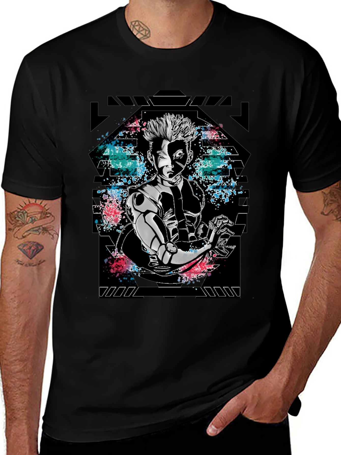 Variant 2 of Cyberpunk Graphic Print Black Tee