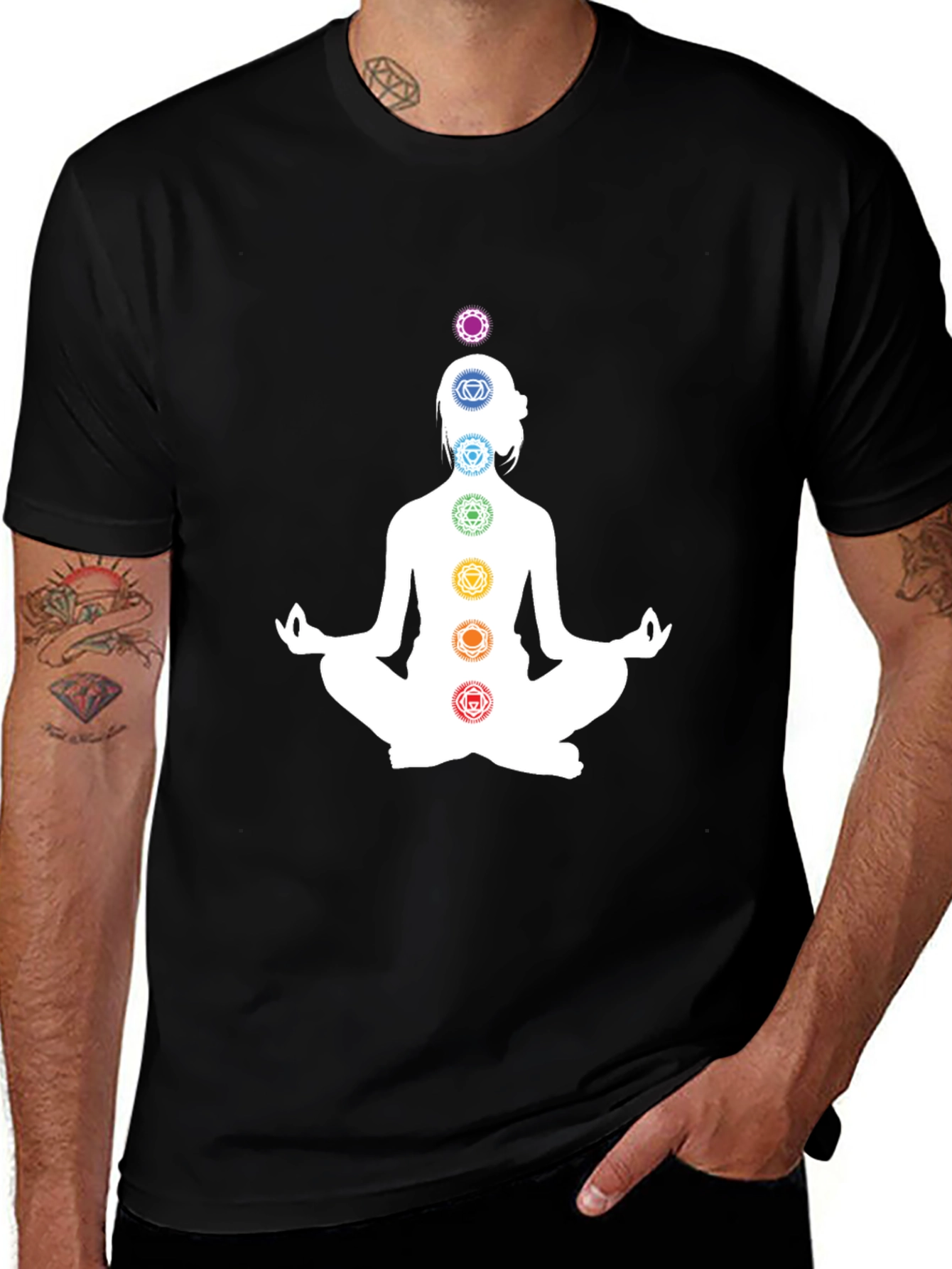 Variant 14 of Chakra Meditation T-Shirt - Black Yoga Tee