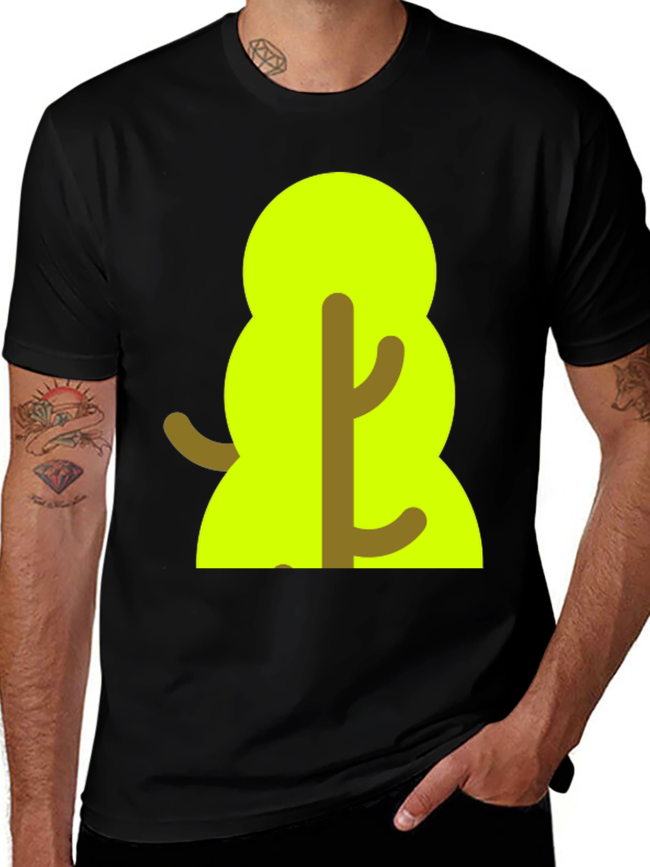 Variant 16 of Cartoon Tree Graphic Tee - Black Unisex T-Shirt