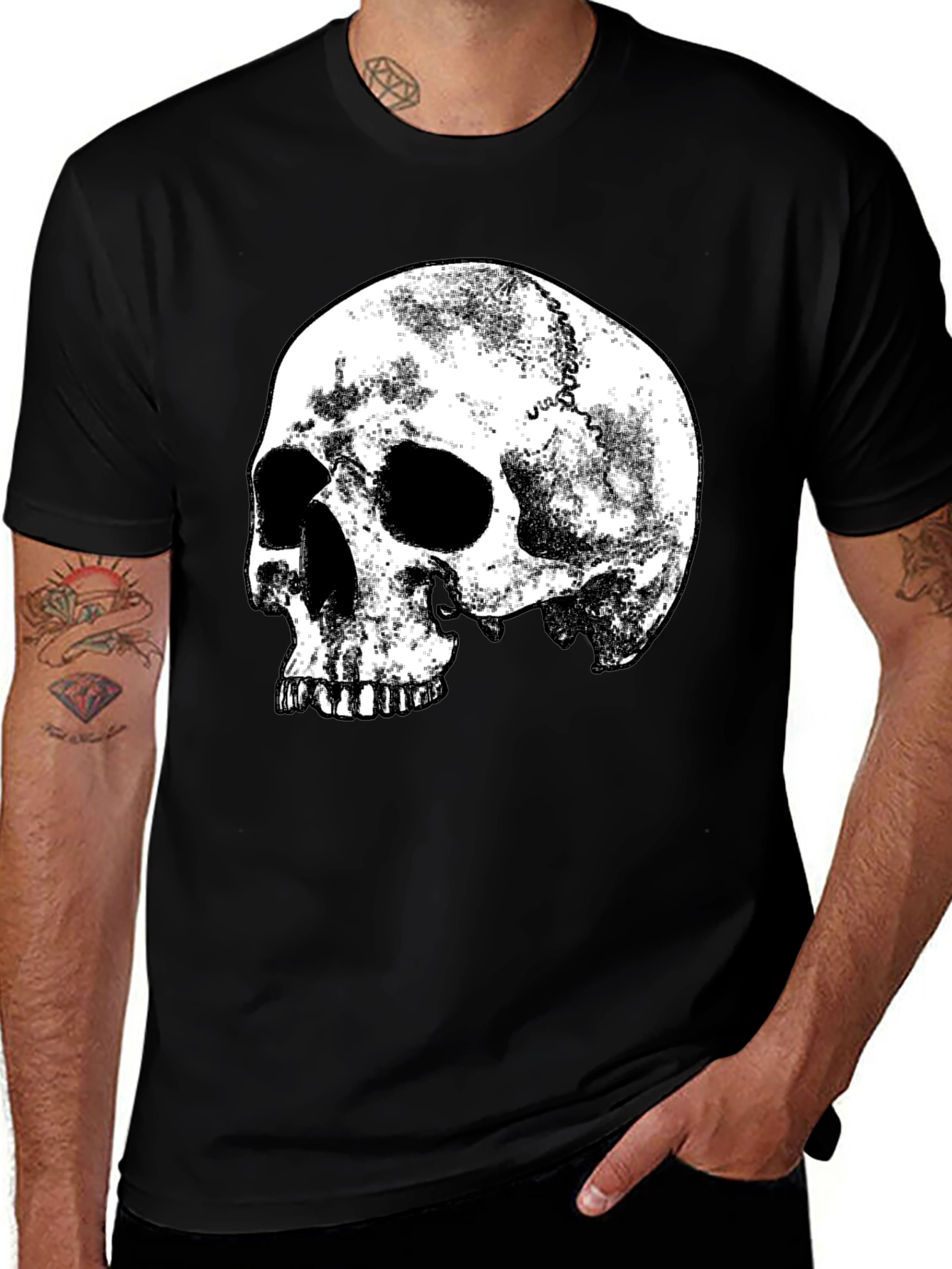 Variant 14 of Men's Black Skull Graphic Print T-Shirt