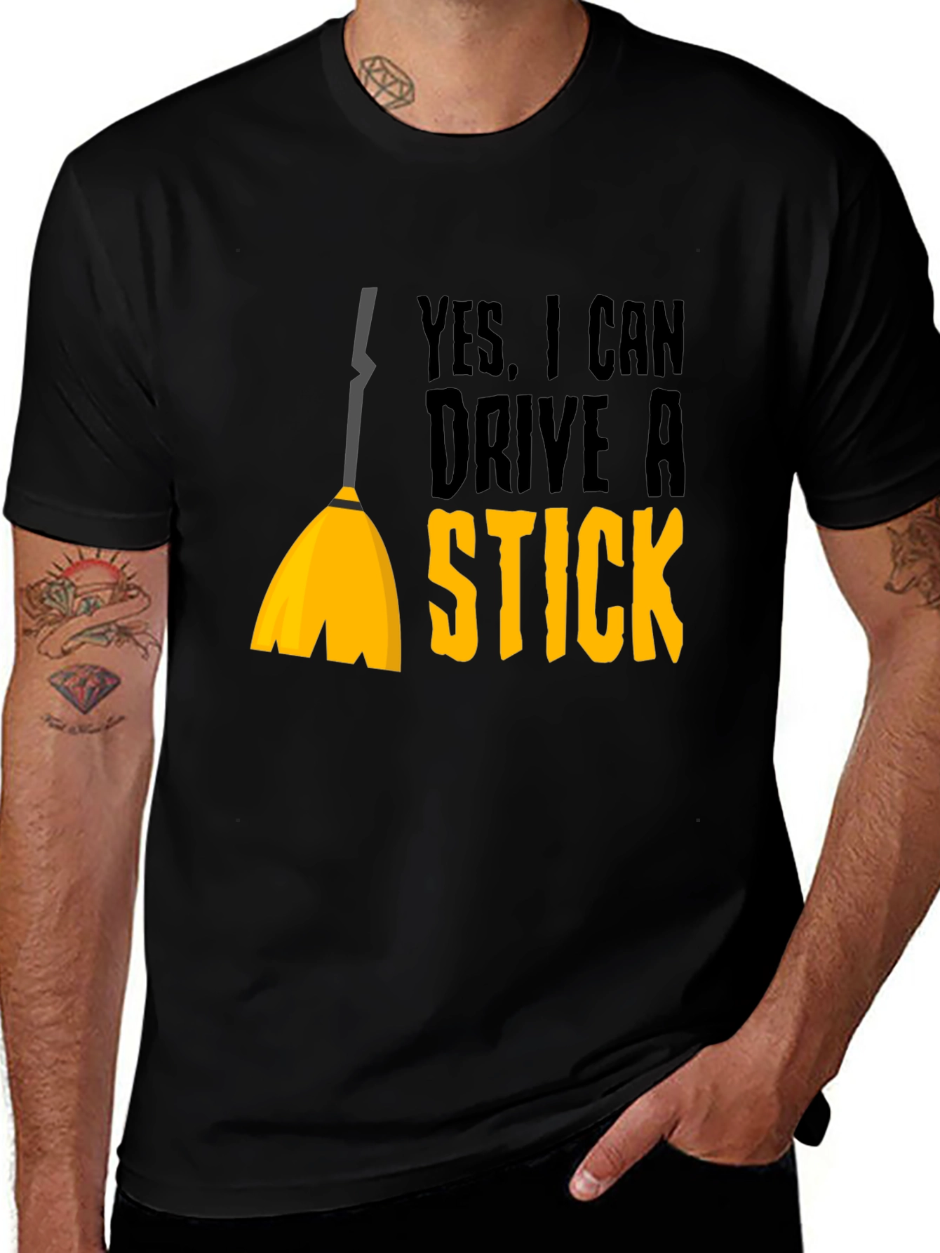 Funny "I Can Drive a Stick" Halloween T-Shirt