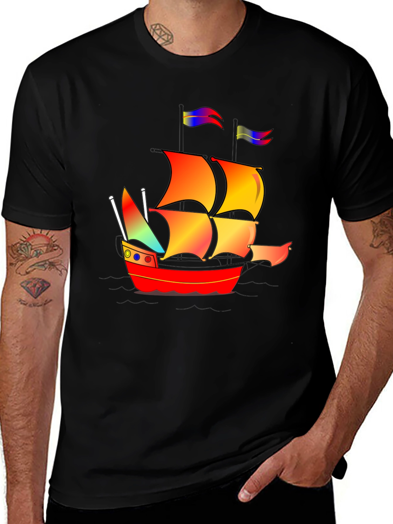 Variant 15 of Colorful Pirate Ship Graphic Tee