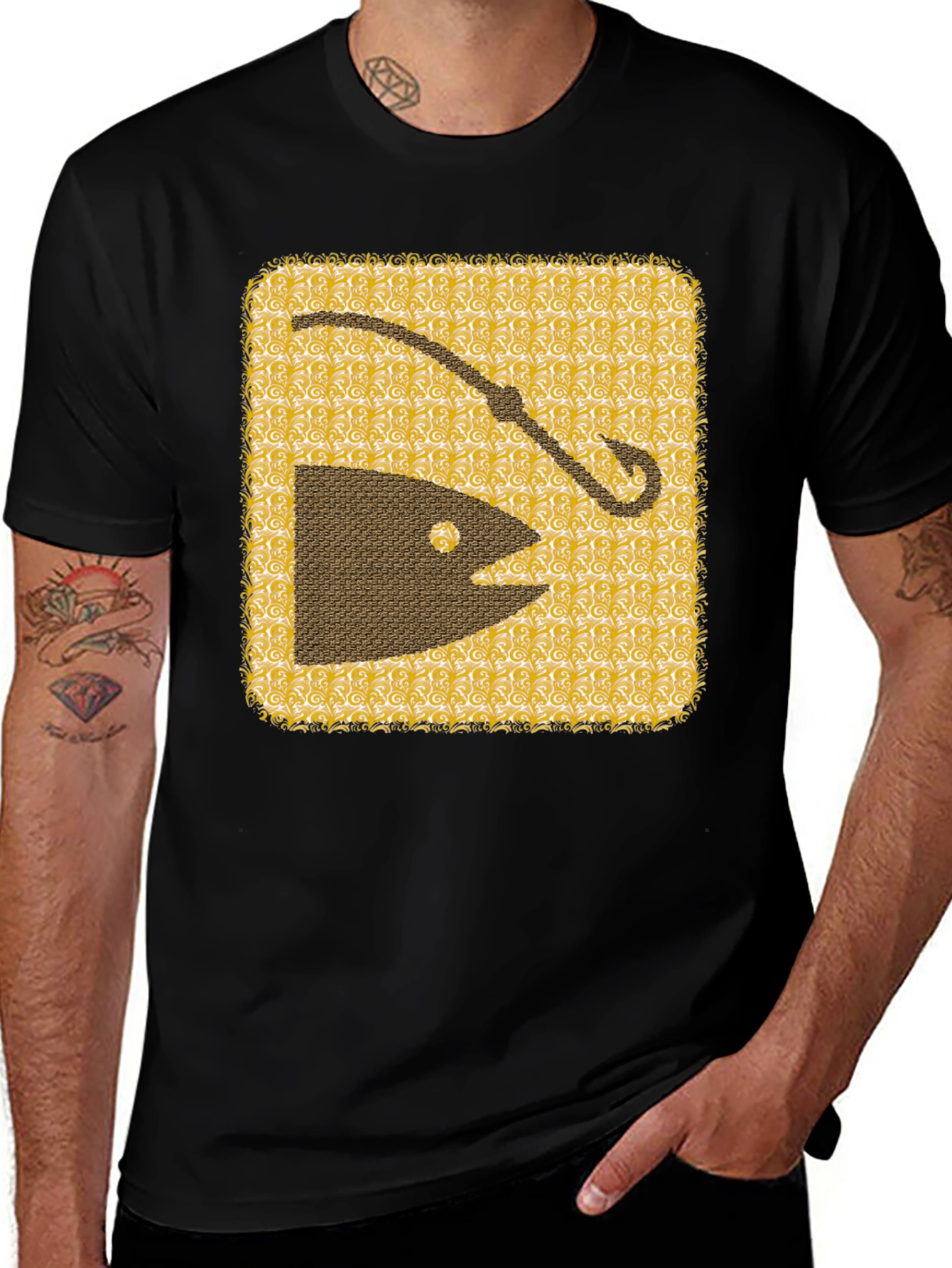 Variant 29 of Fishing Hook & Fish Graphic Tee