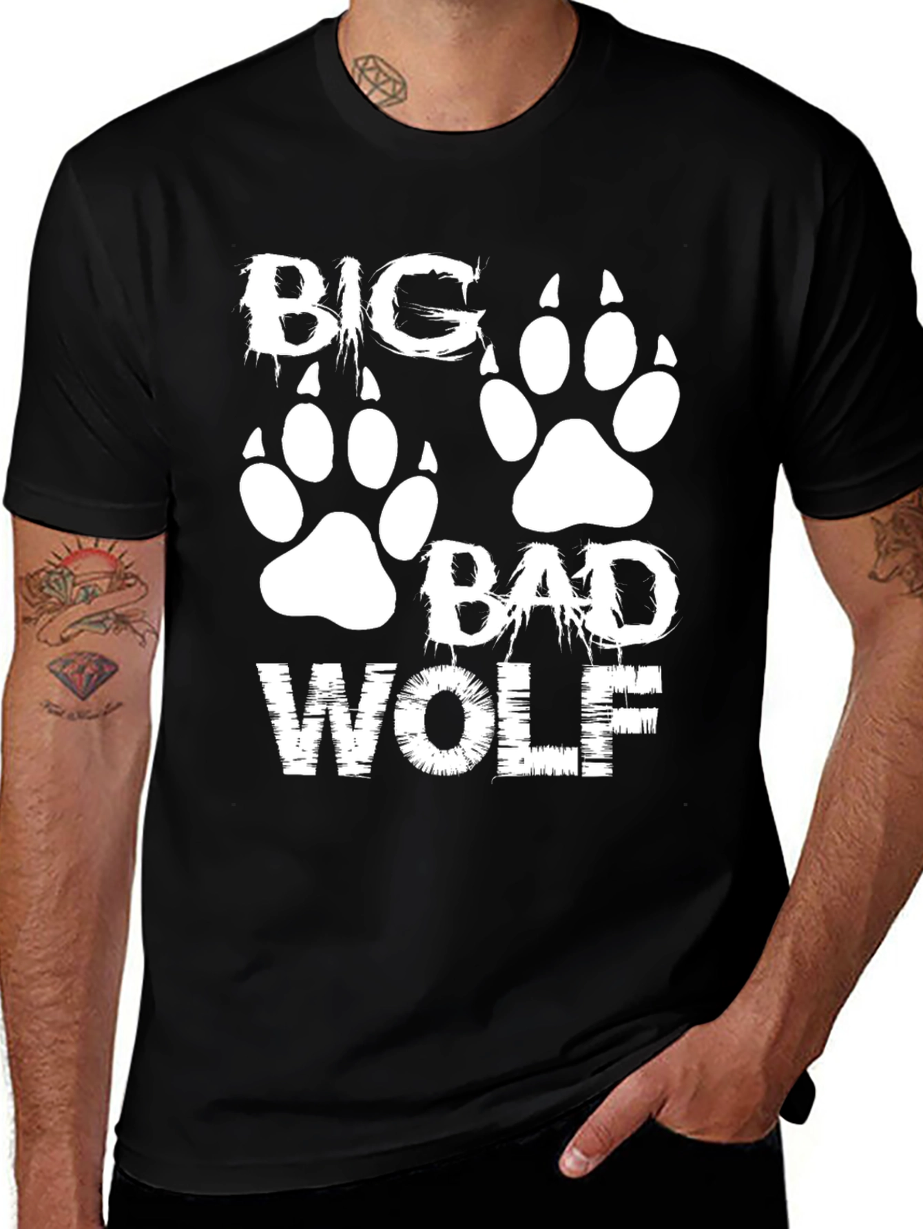 Variant 15 of Big Bad Wolf Graphic Tee - Black Cotton