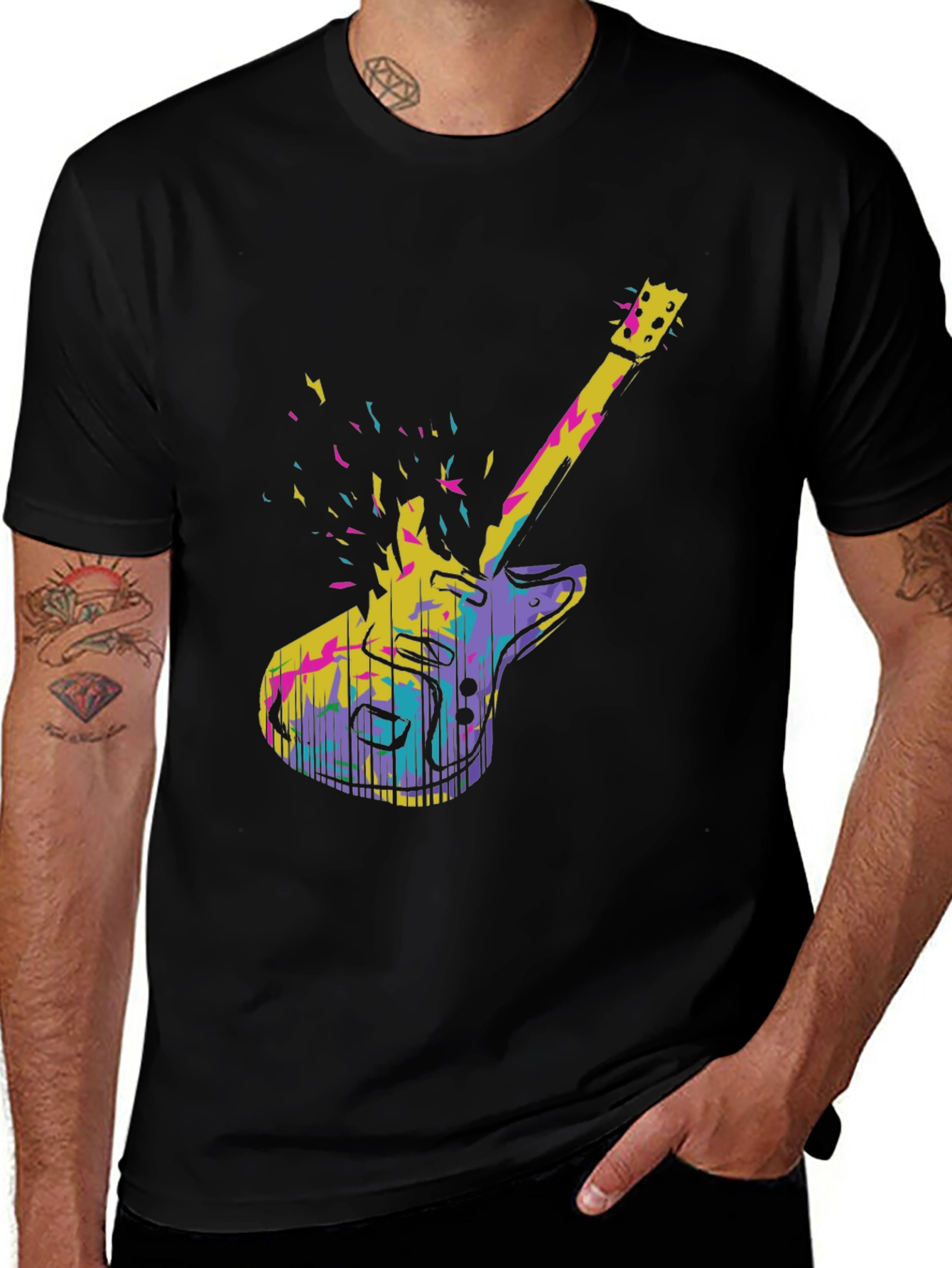 Variant 4 of Abstract Electric Guitar Graphic Tee - Black