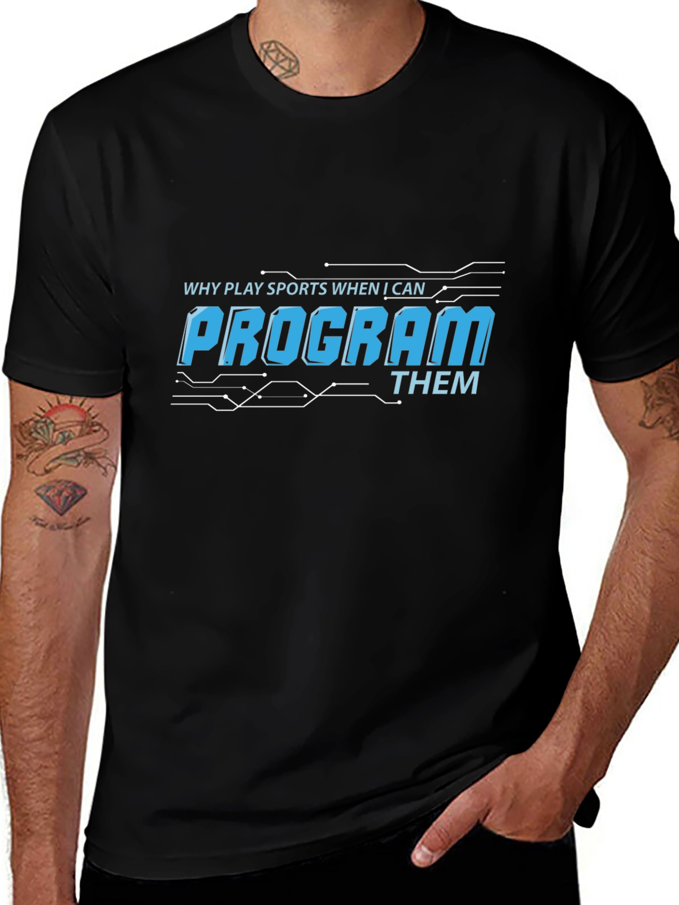 Program Sports T-Shirt - Black, Funny Coder Tee