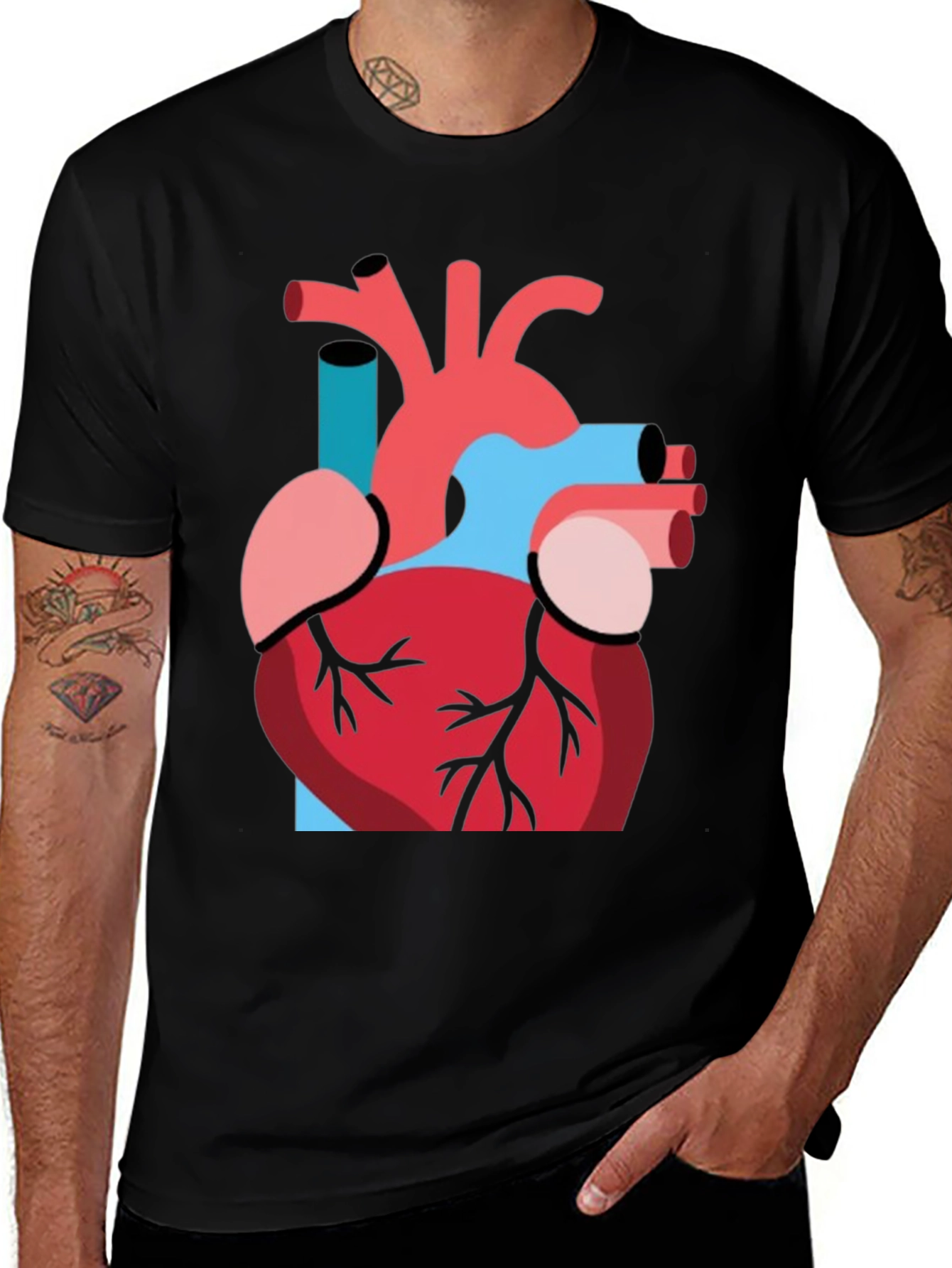 Variant 27 of Anatomical Heart Graphic T-Shirt - Black