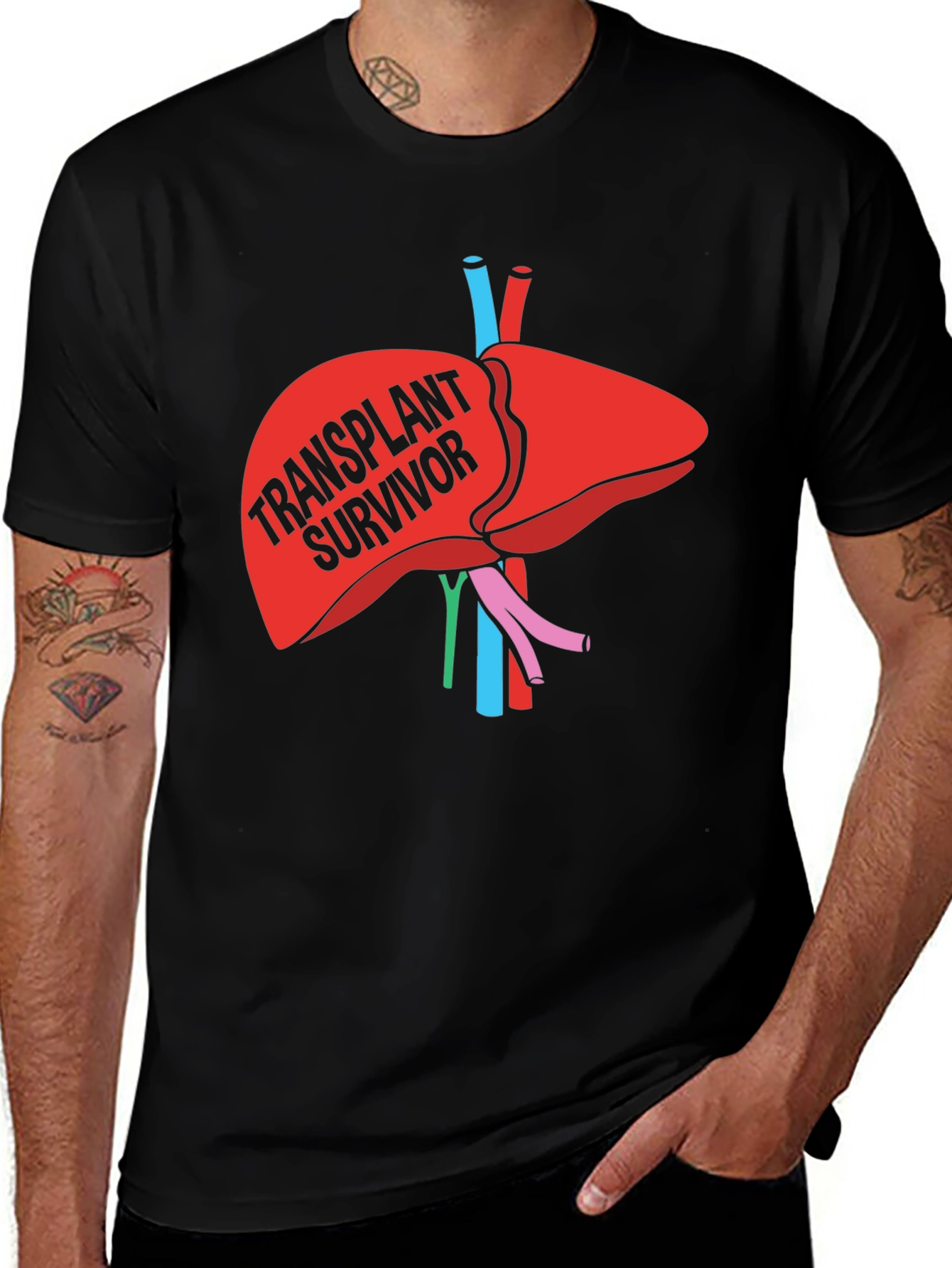 Variant 16 of Transplant Survivor Graphic Tee - Liver Anatomy T-Shirt