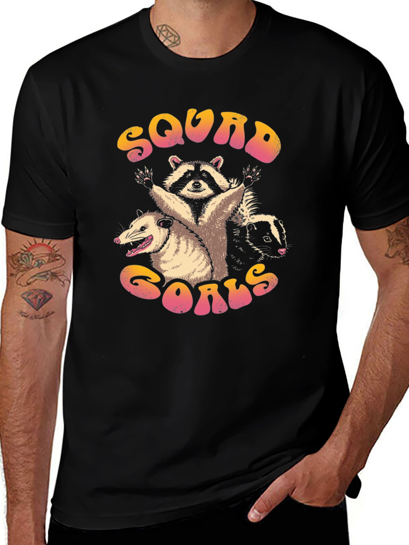 Variant 3 of Squad Goals Graphic Tee - Raccoon, Opossum, Skunk