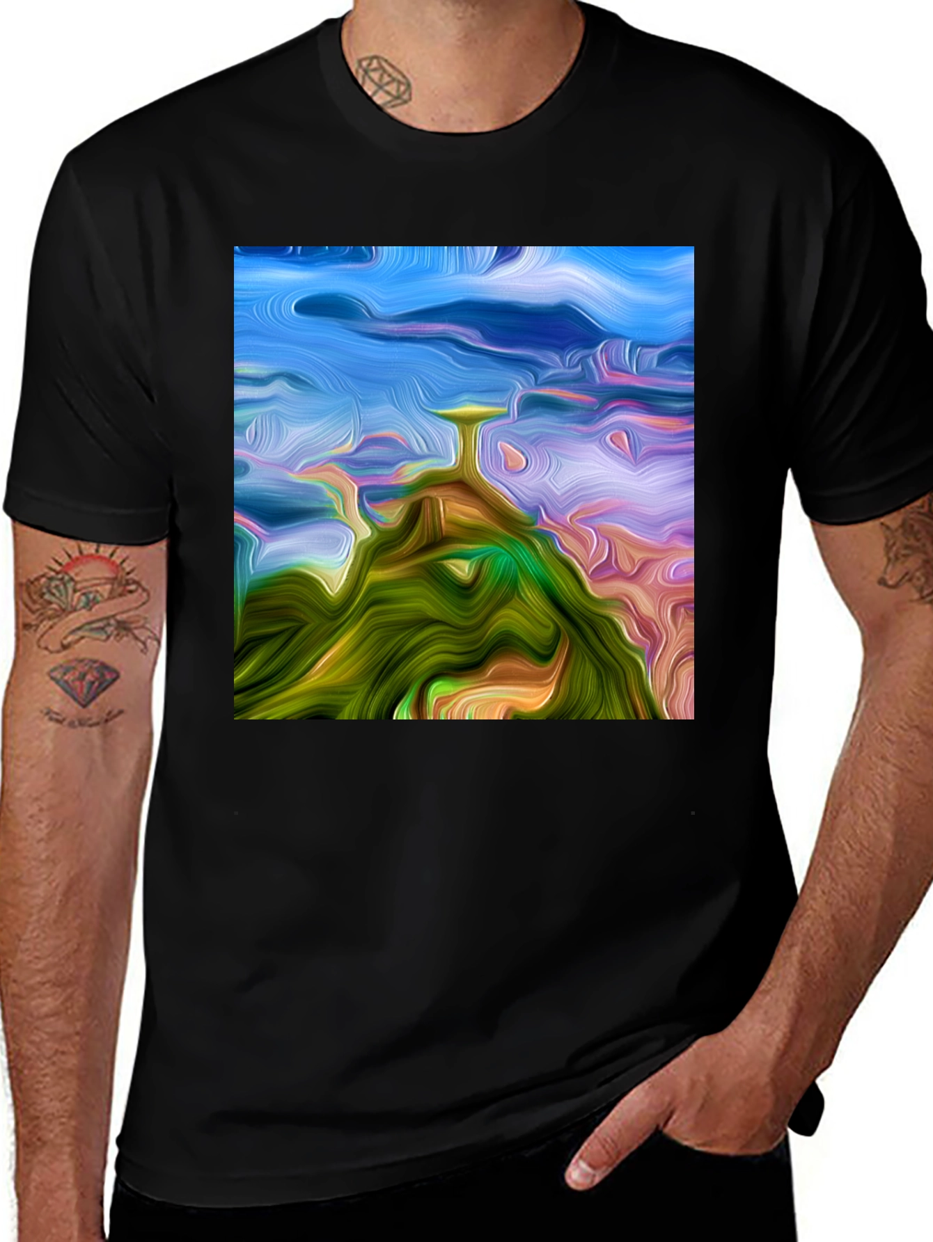 Variant 7 of Abstract Mountain Art Black T-Shirt