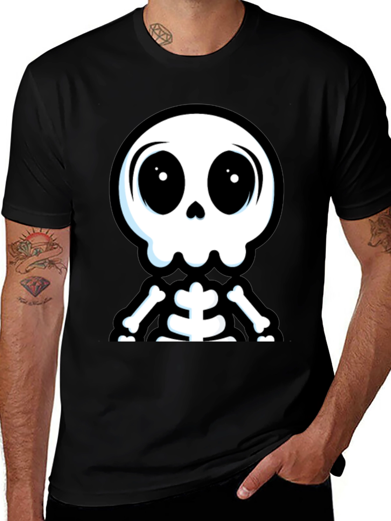 Variant 11 of Cartoon Skeleton Black T-Shirt