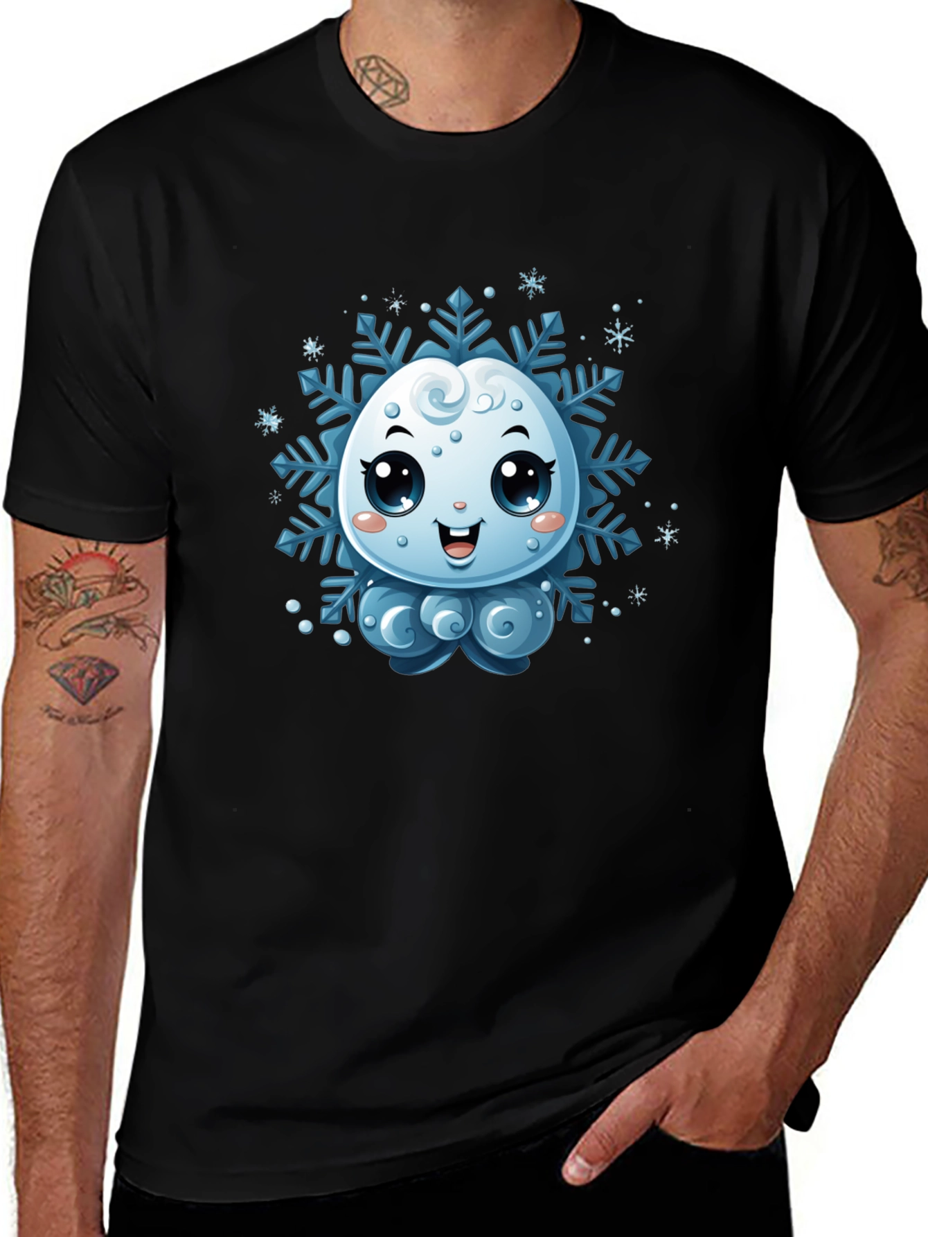 Variant 19 of Cute Snowflake Graphic Tee - Black