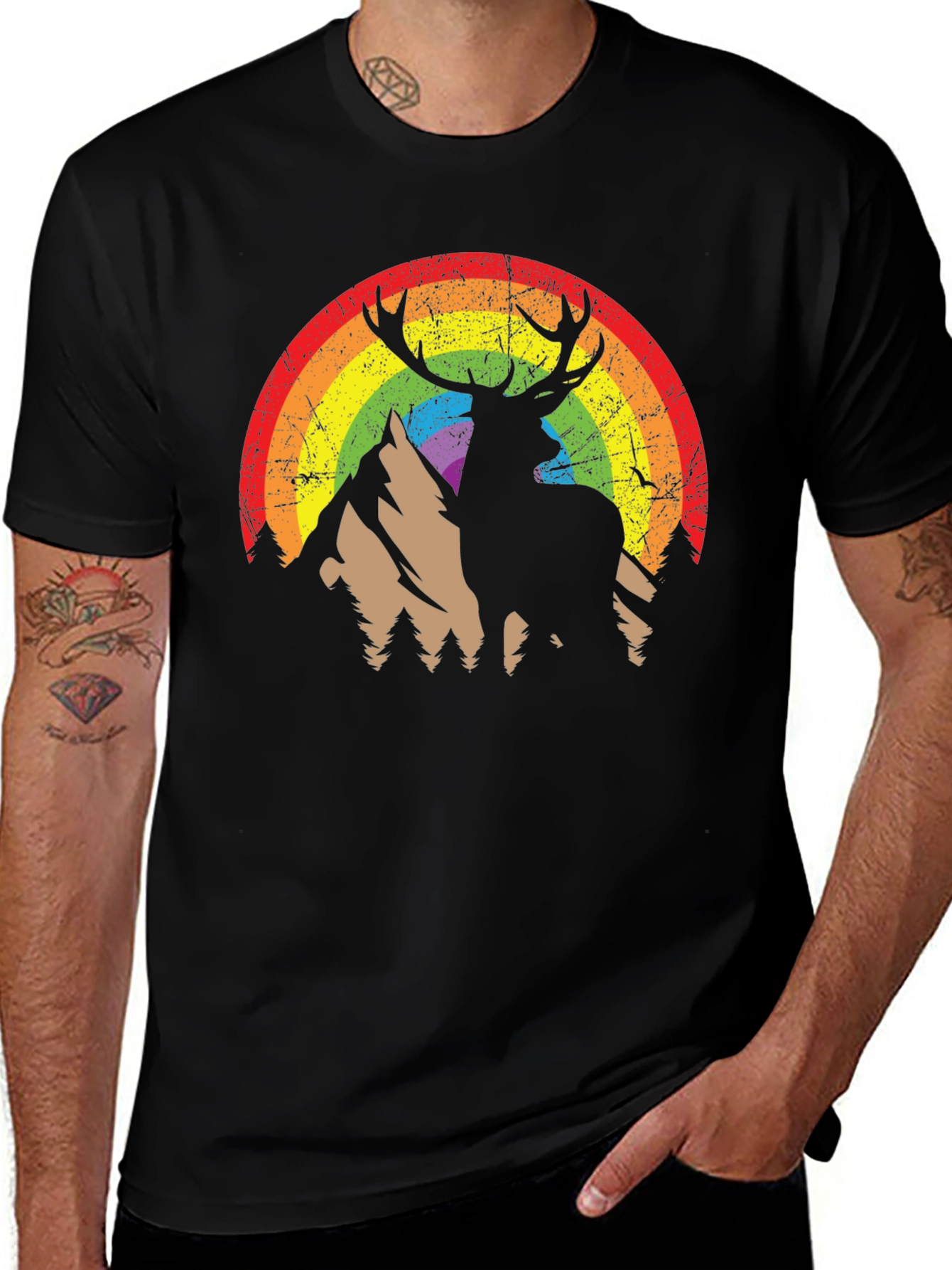 Variant 13 of Rainbow Deer Mountain Graphic Tee