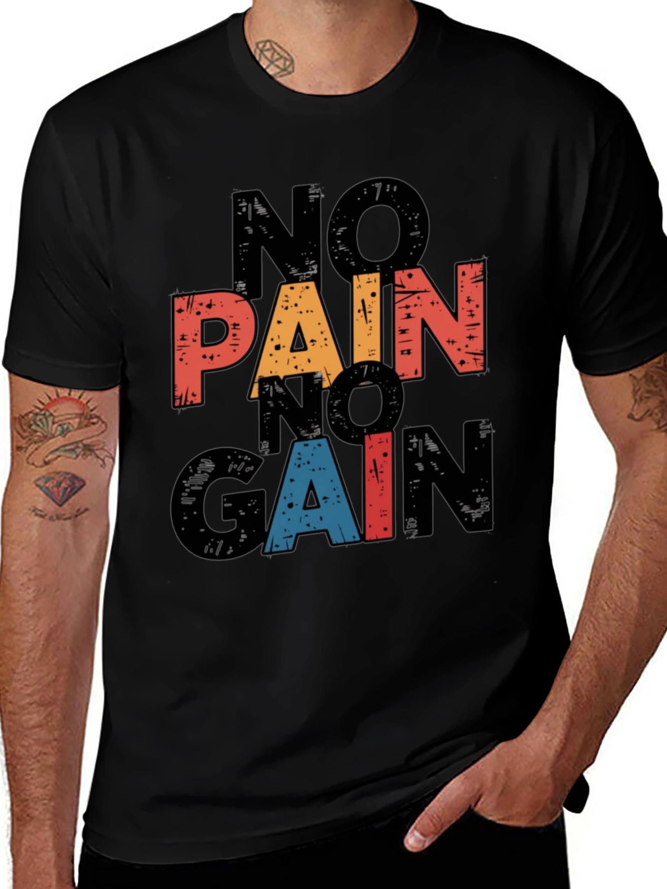 Variant 2 of No Pain No Gain Graphic Tee - Black