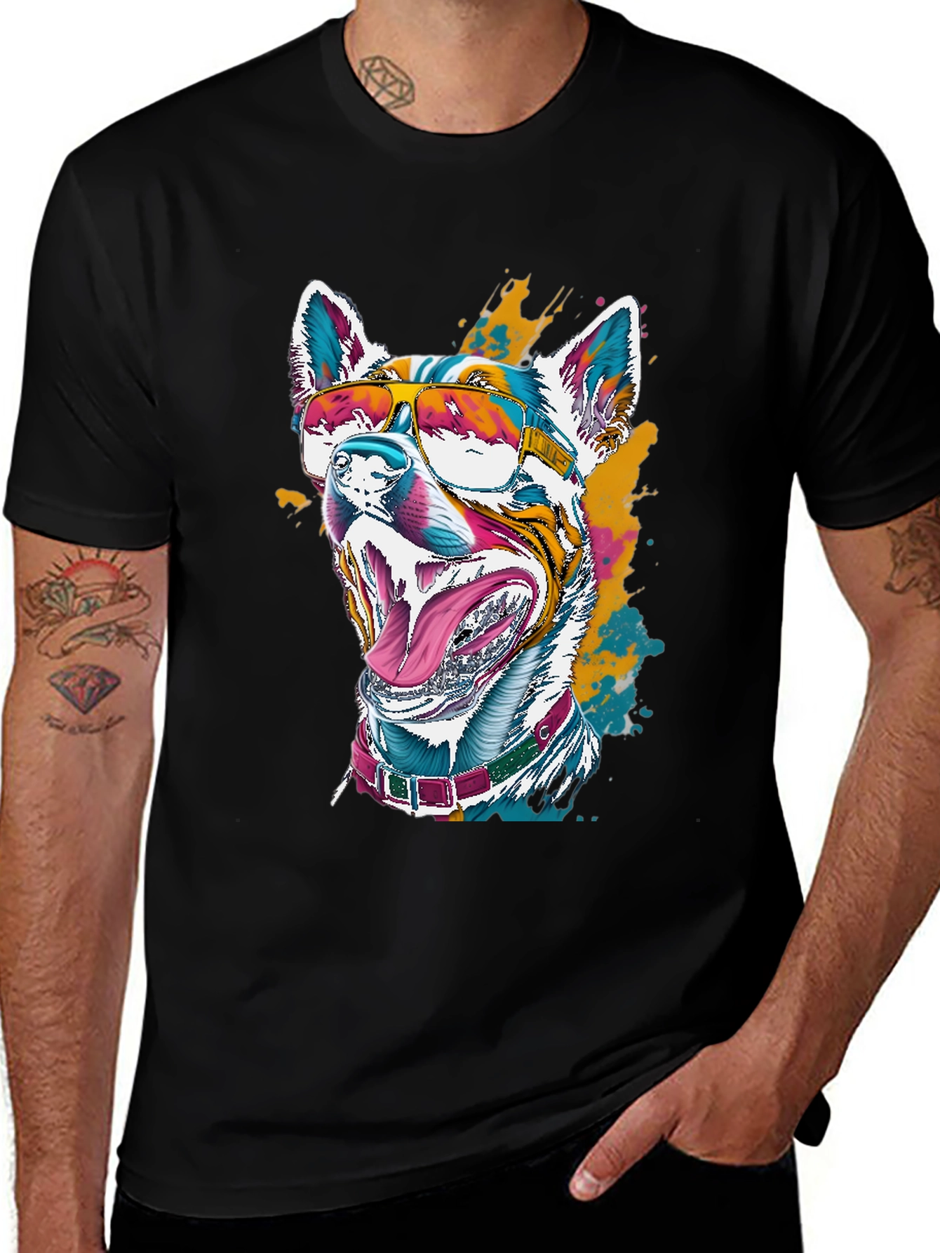 Variant 17 of Cool Dog Graphic T-Shirt - Black