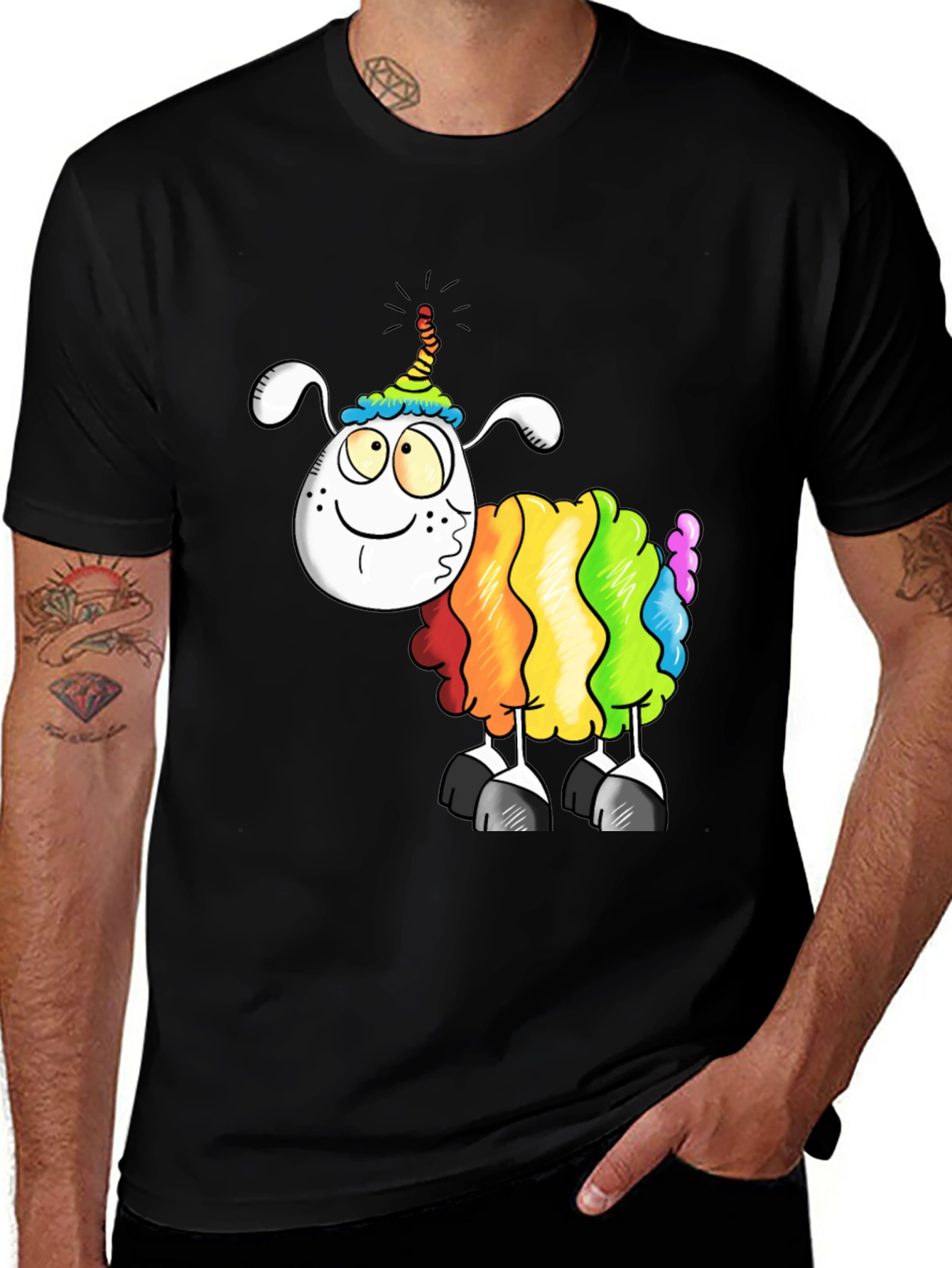 Variant 11 of Rainbow Sheep Cartoon T-Shirt, Fun Graphic Tee