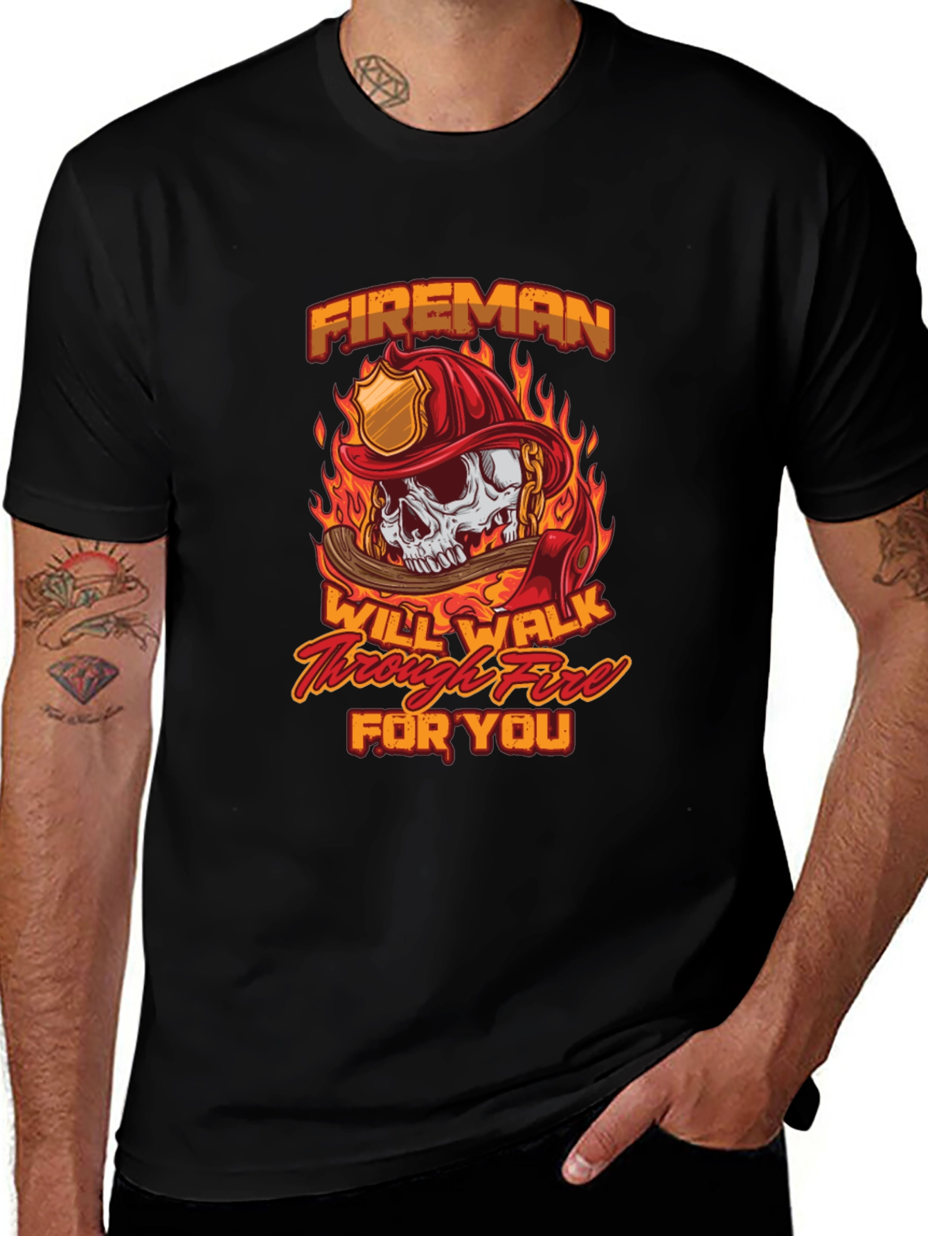Variant 5 of Fireman Skull Graphic Tee