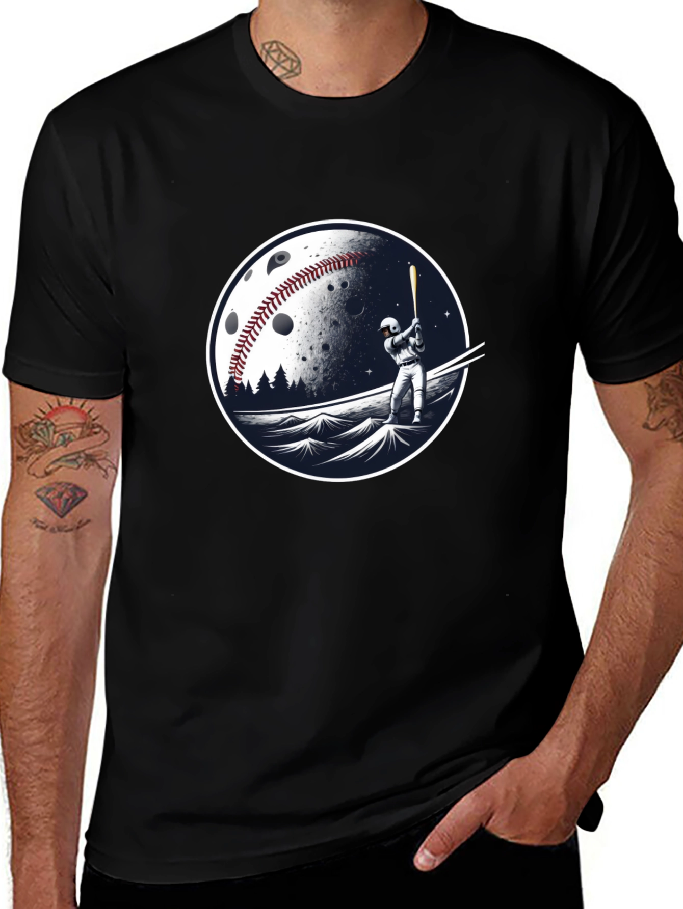 Variant 27 of Baseball Moon T-Shirt - Unique Design
