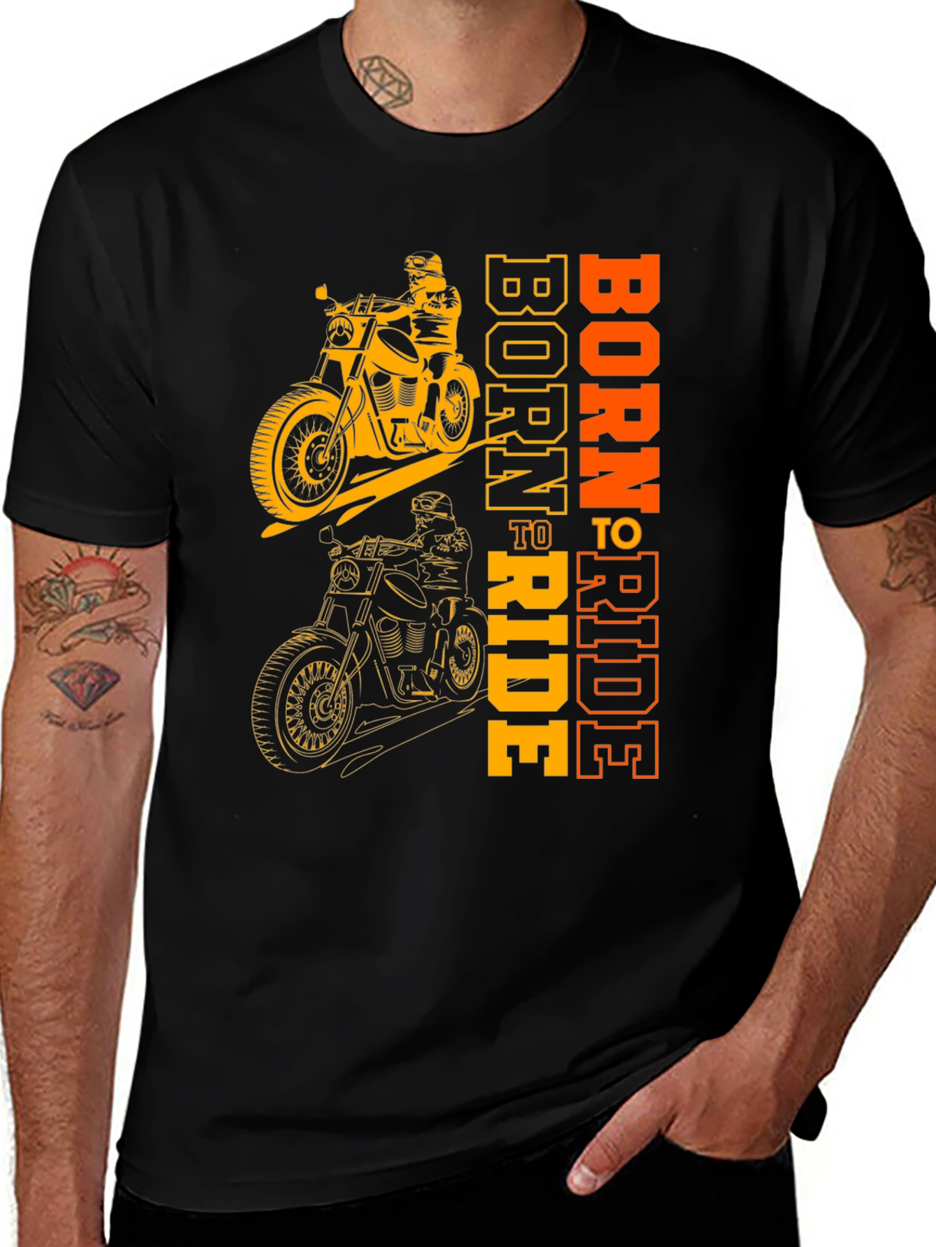 Variant 2 of Born to Ride Motorcycle Graphic Tee - Black