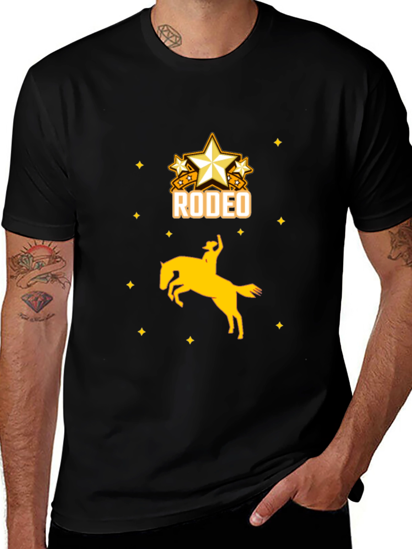 Variant 21 of Rodeo Star Graphic Tee - Western Style Black T-Shirt
