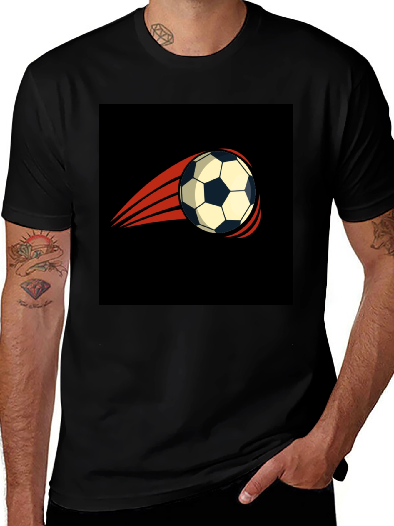 Variant 21 of Men's Black T-Shirt with Soccer Ball Graphic