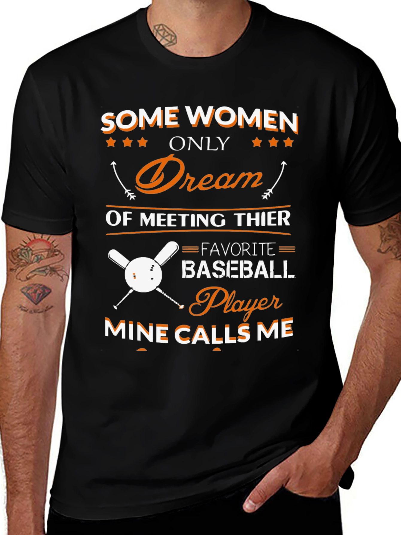 Variant 4 of Baseball Player's Woman Black Tee
